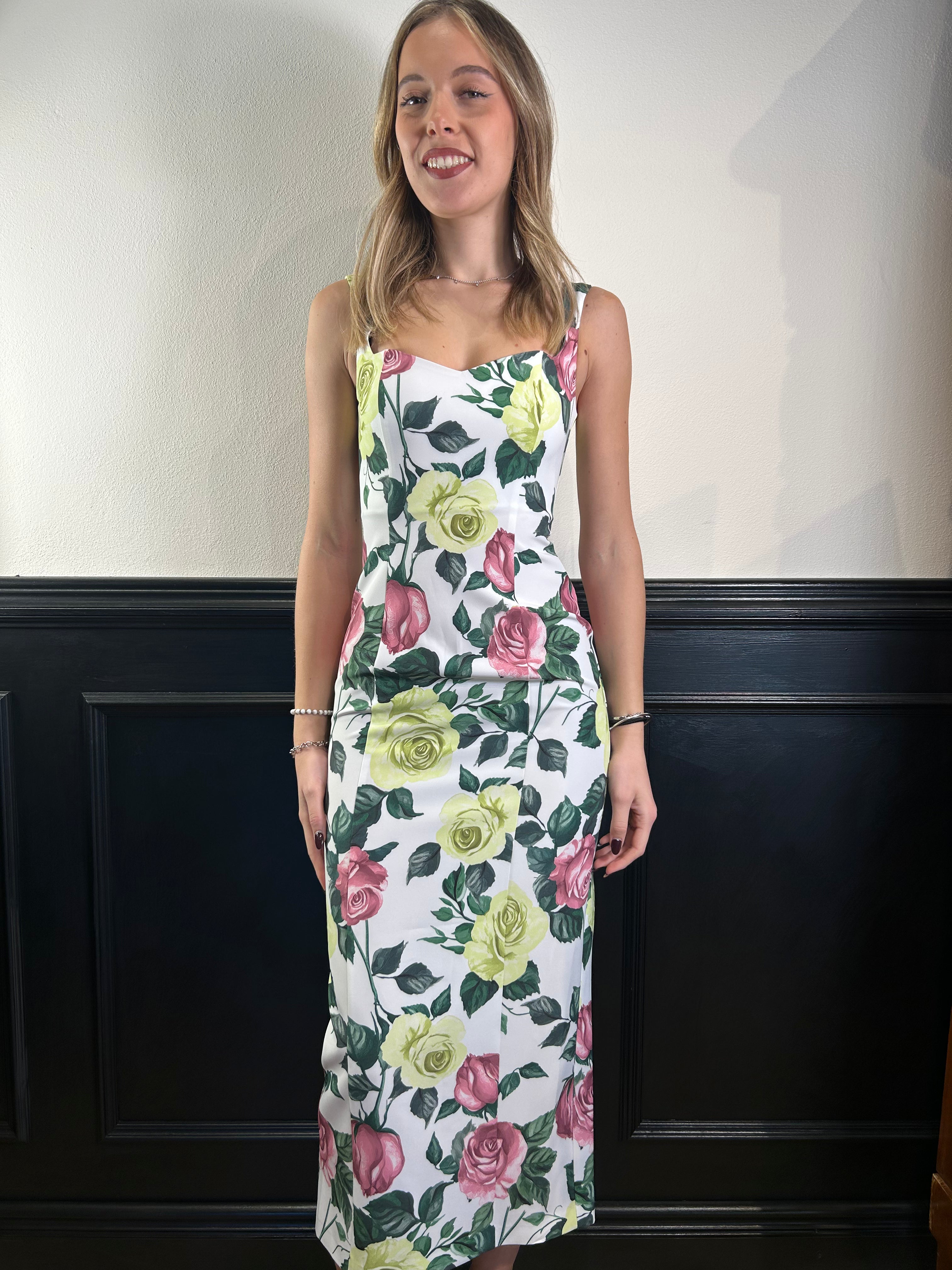 Tubino longuette stampa rose