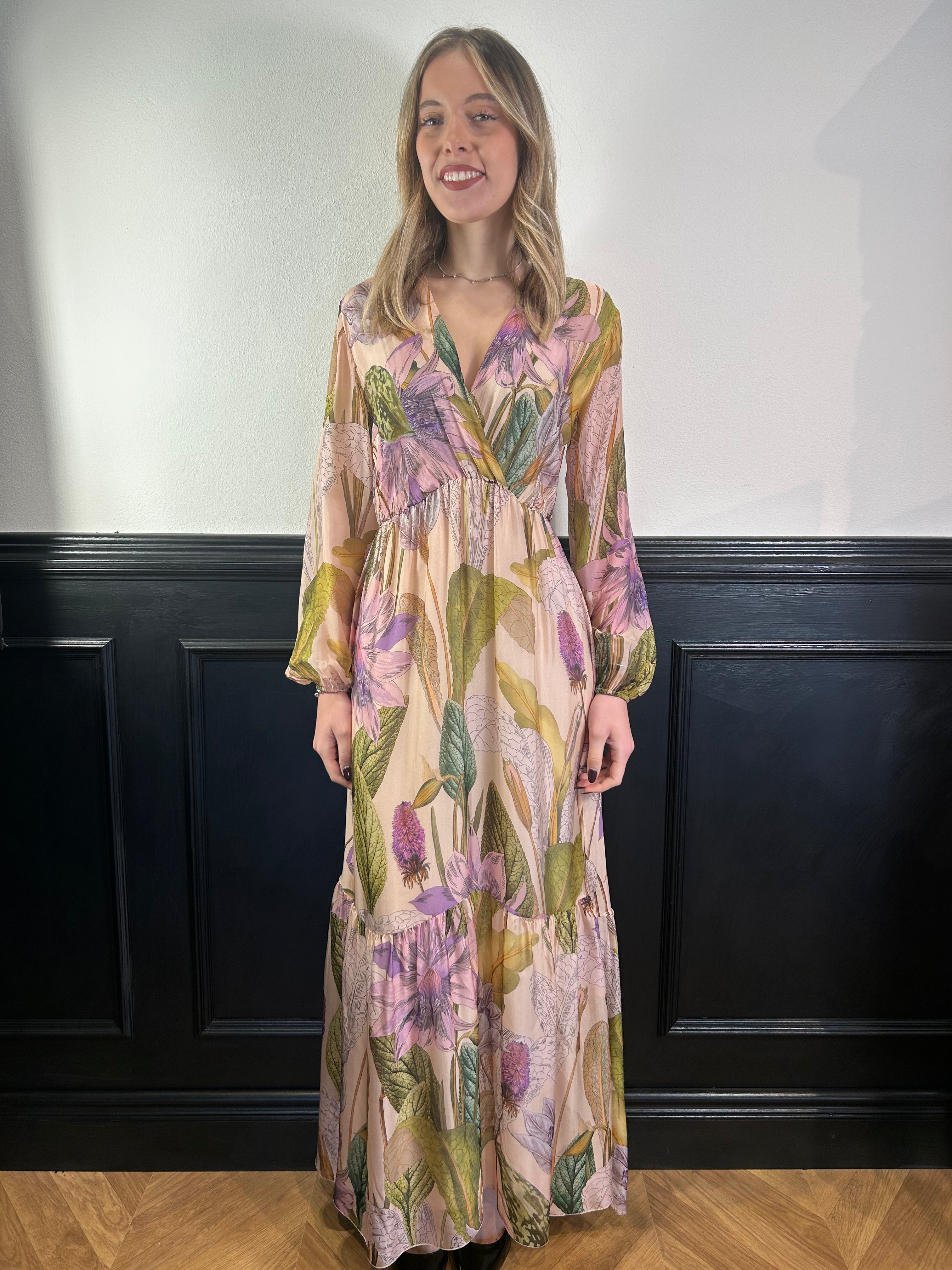 Abito lungo fantasia floreale