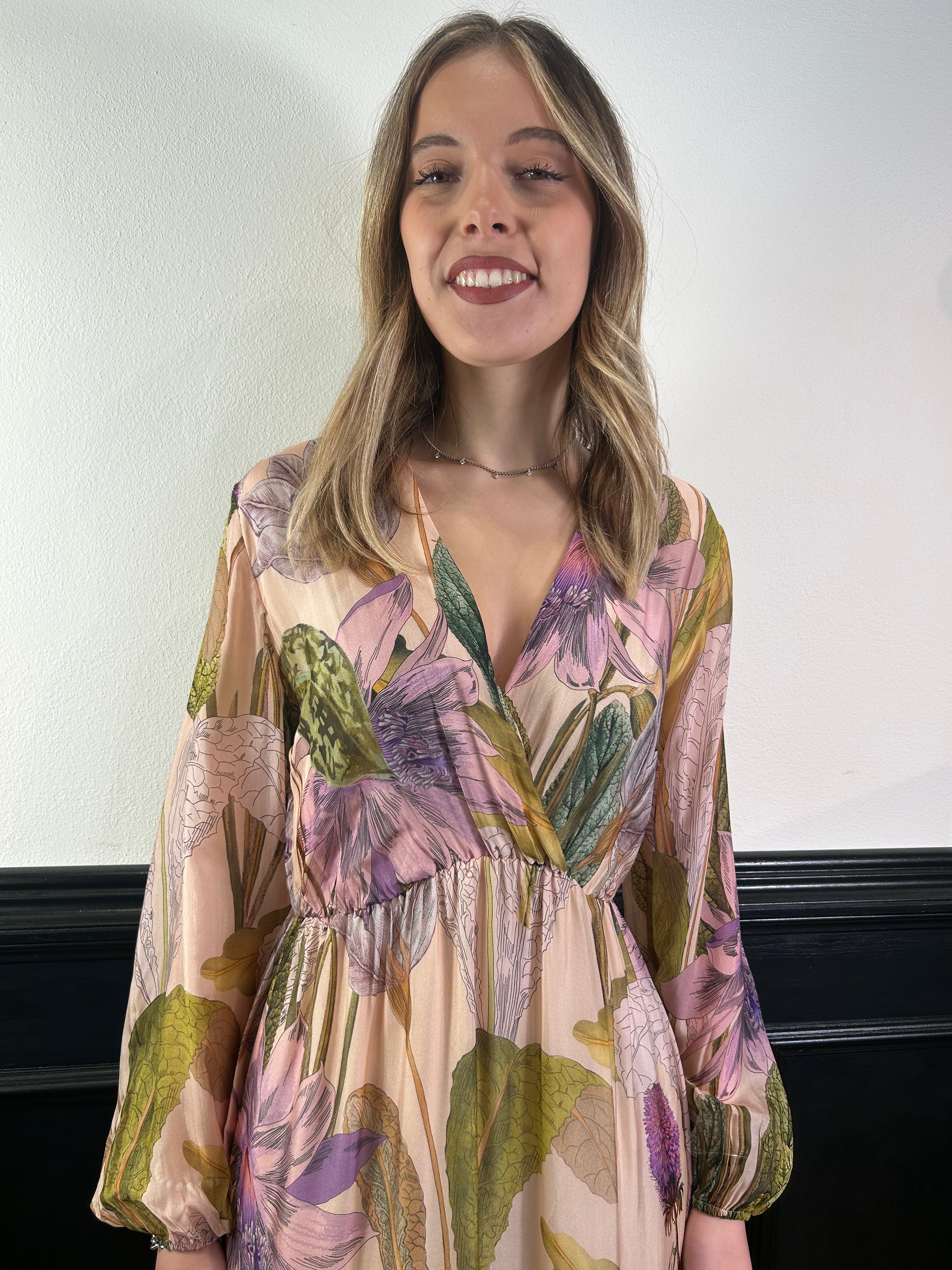 Abito lungo fantasia floreale