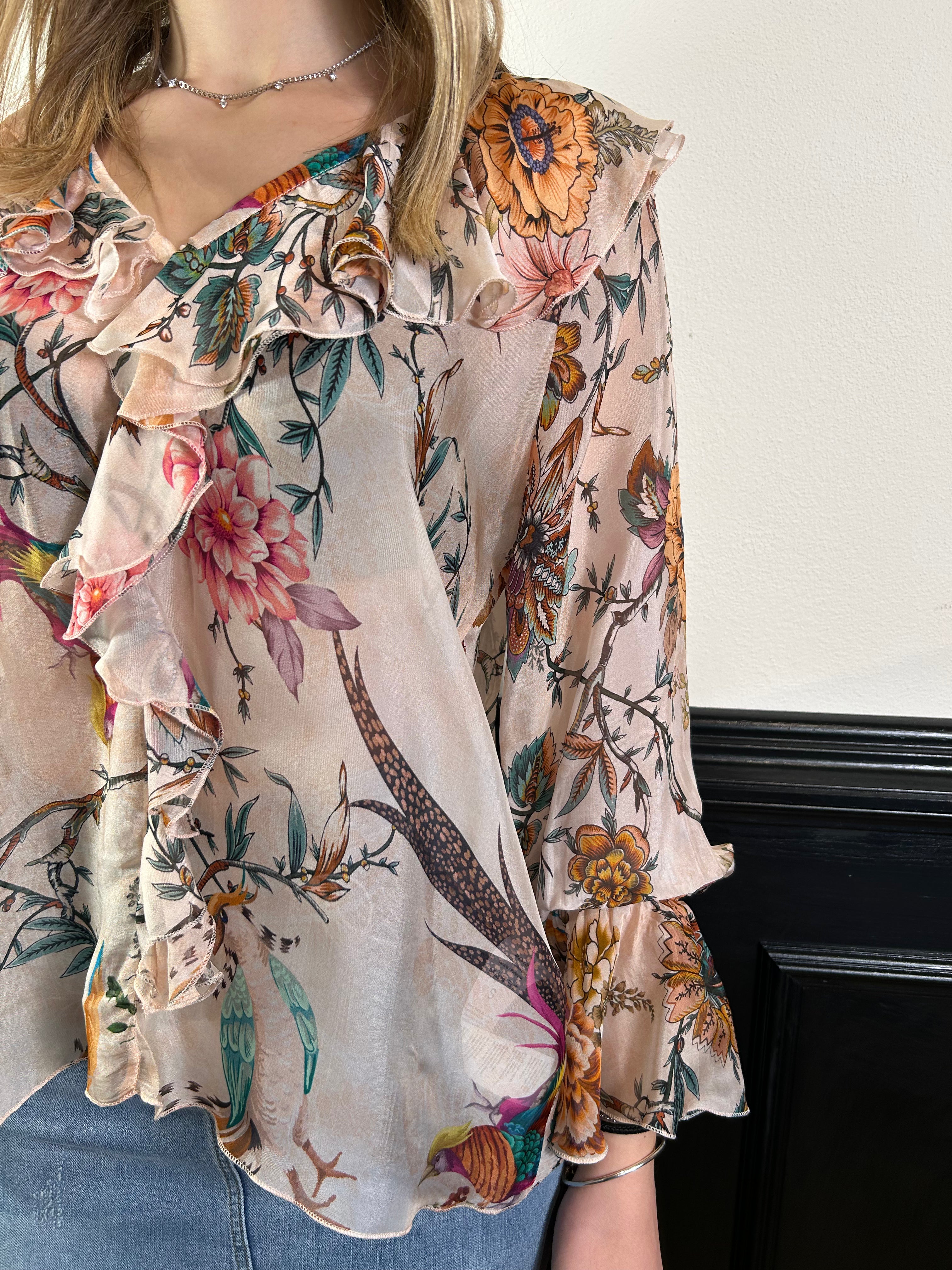 Blusa stampa floreale con maniche ampie