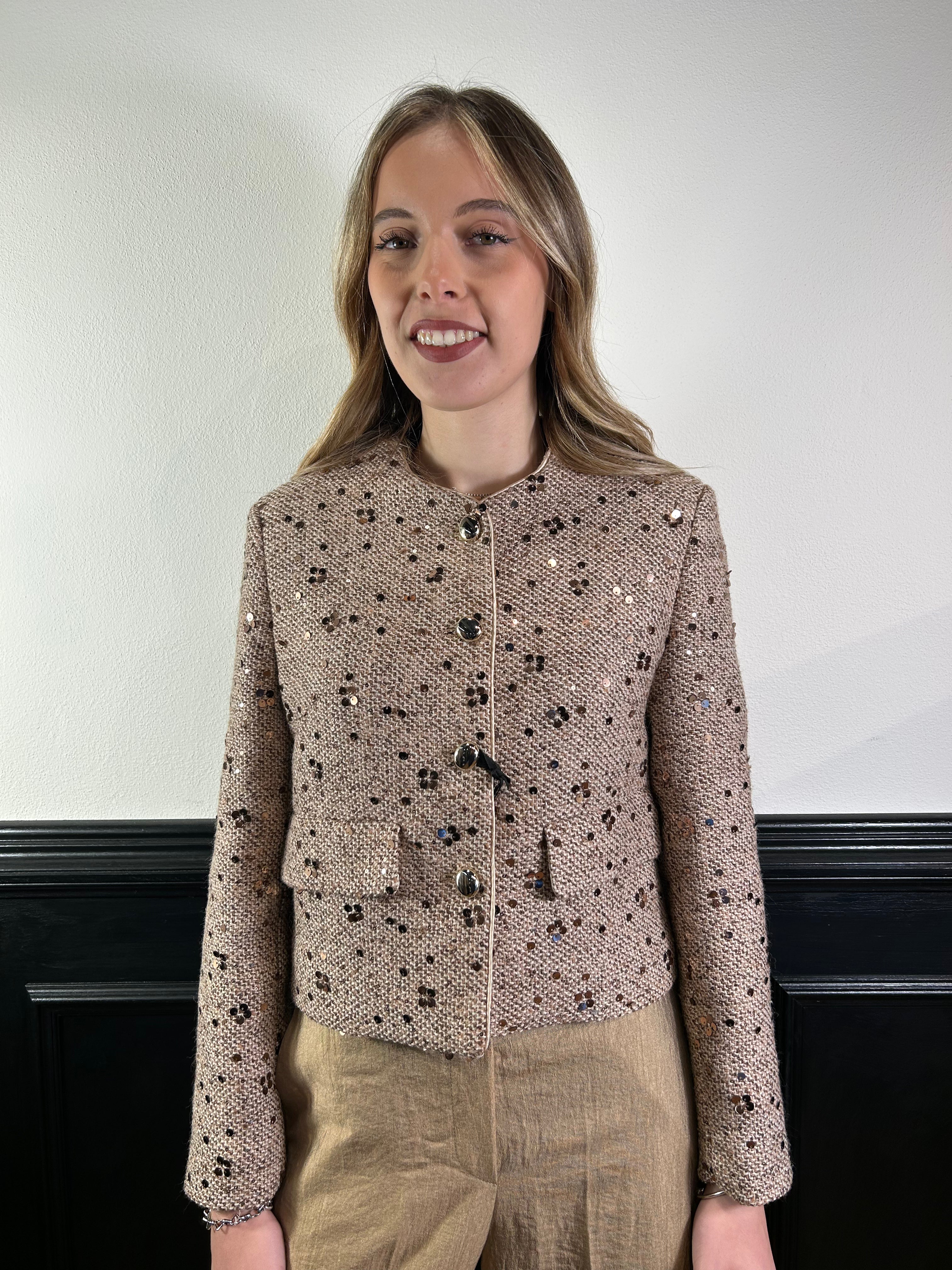 Cappotto corto con paillettes