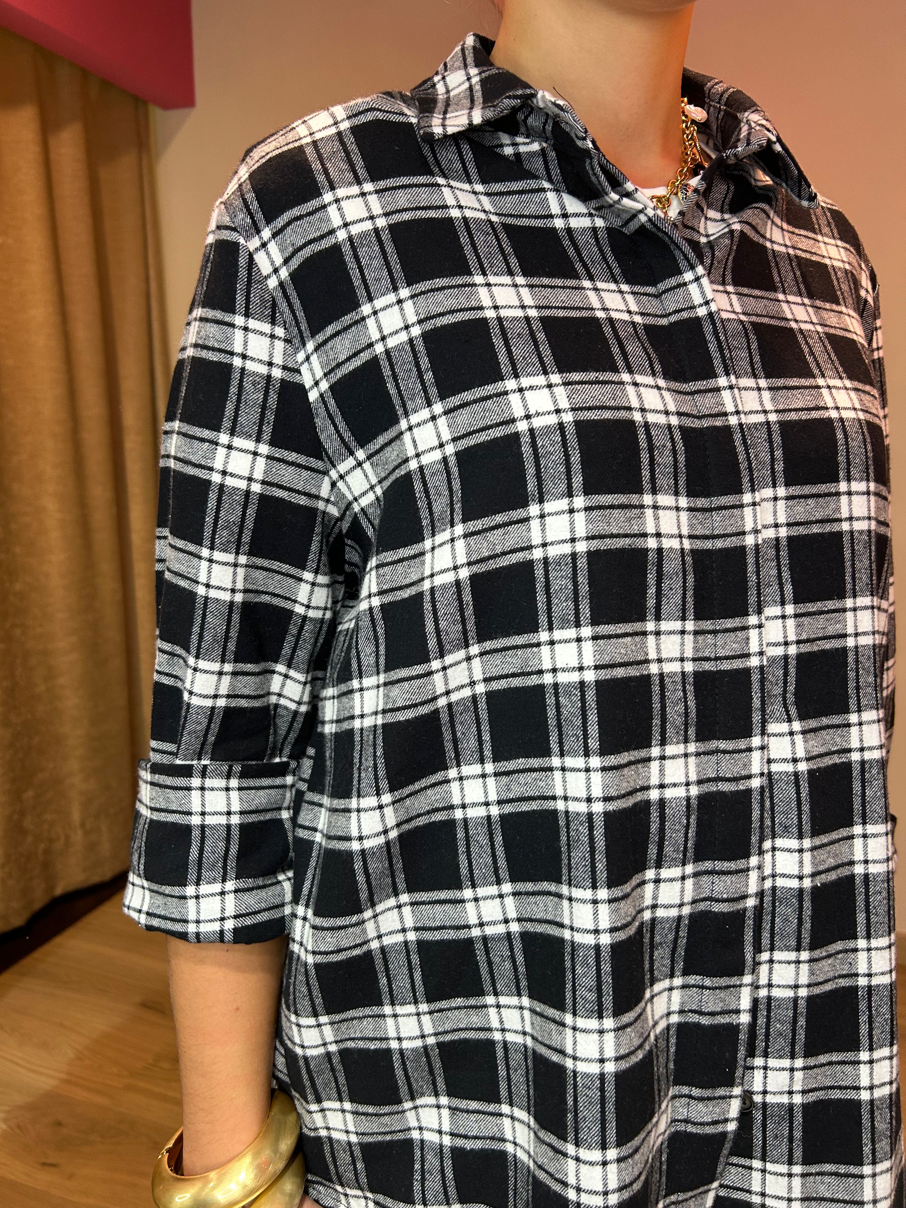 Camicia check bianco/nero