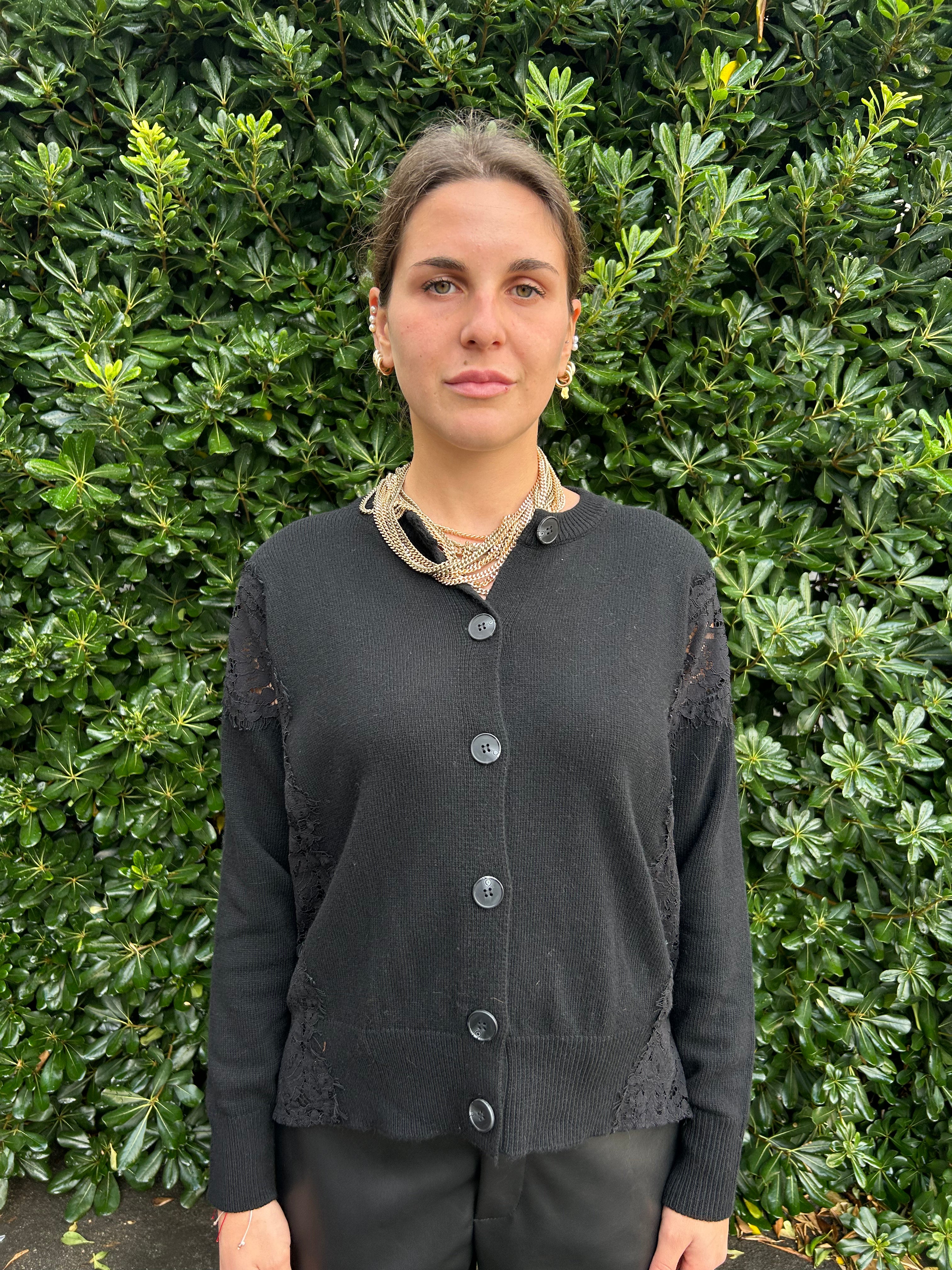 Cardigan con dettagli pizzo