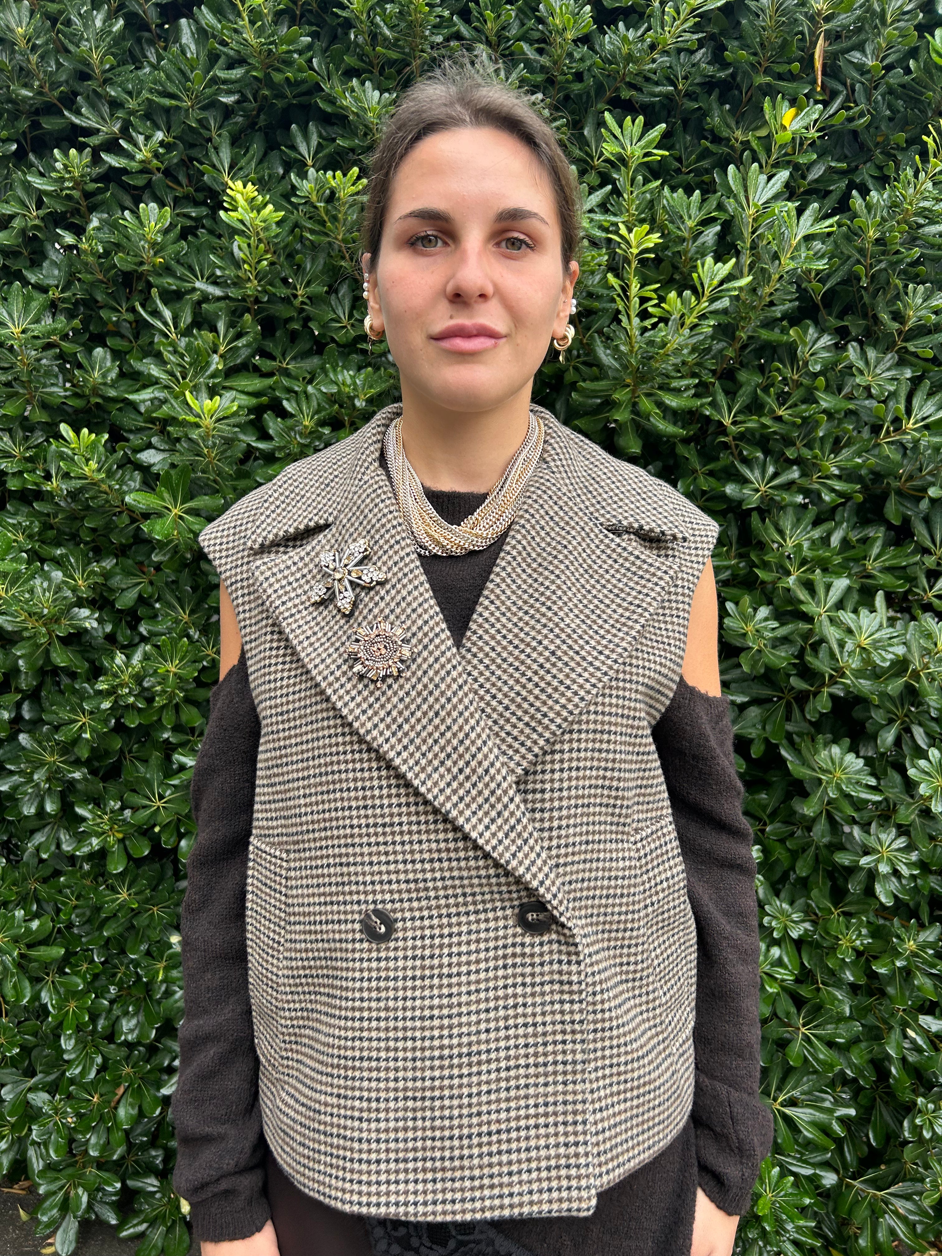 Gilet in panno con quadretto