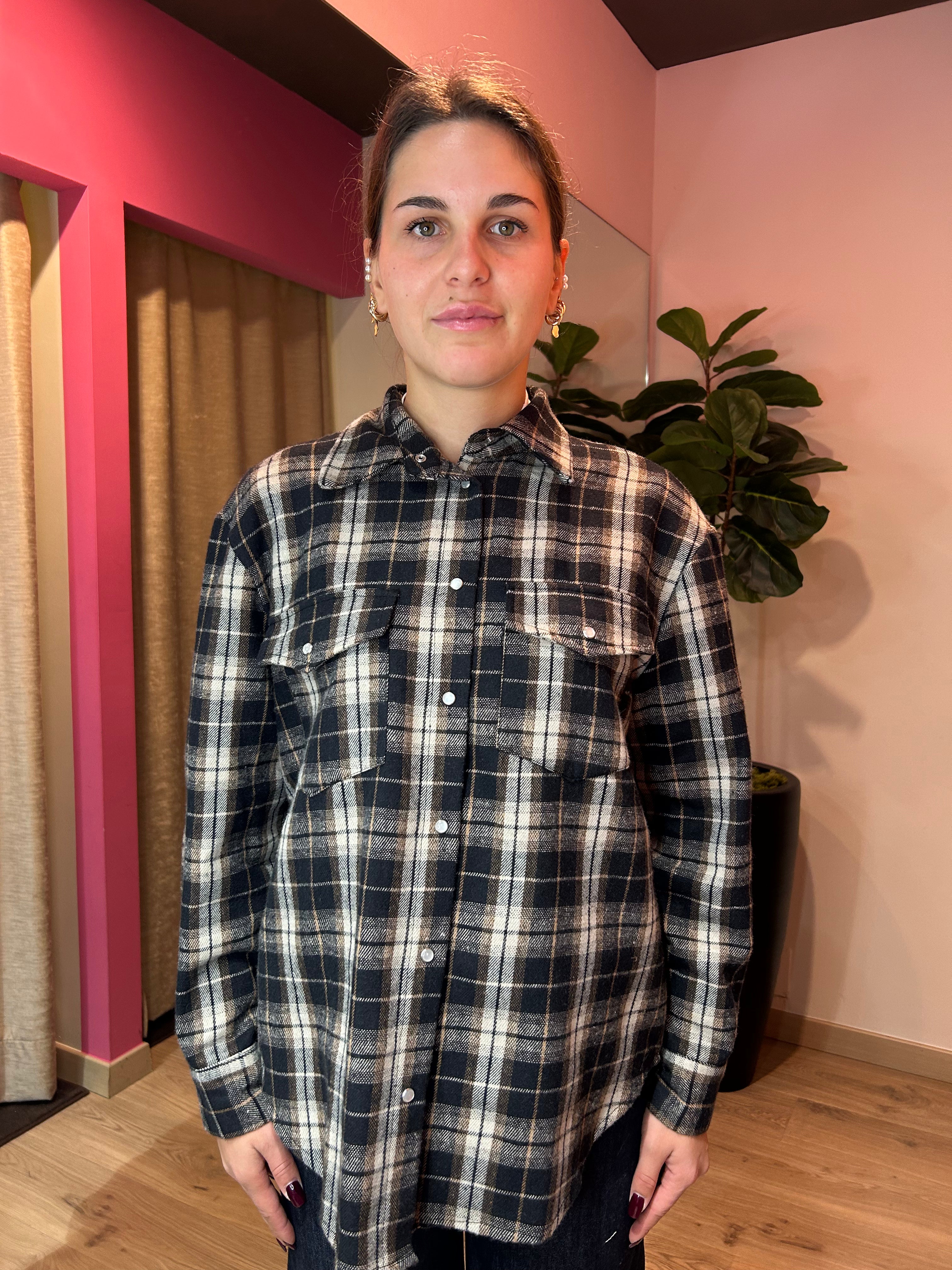 Camicia check con t-shirt stampa