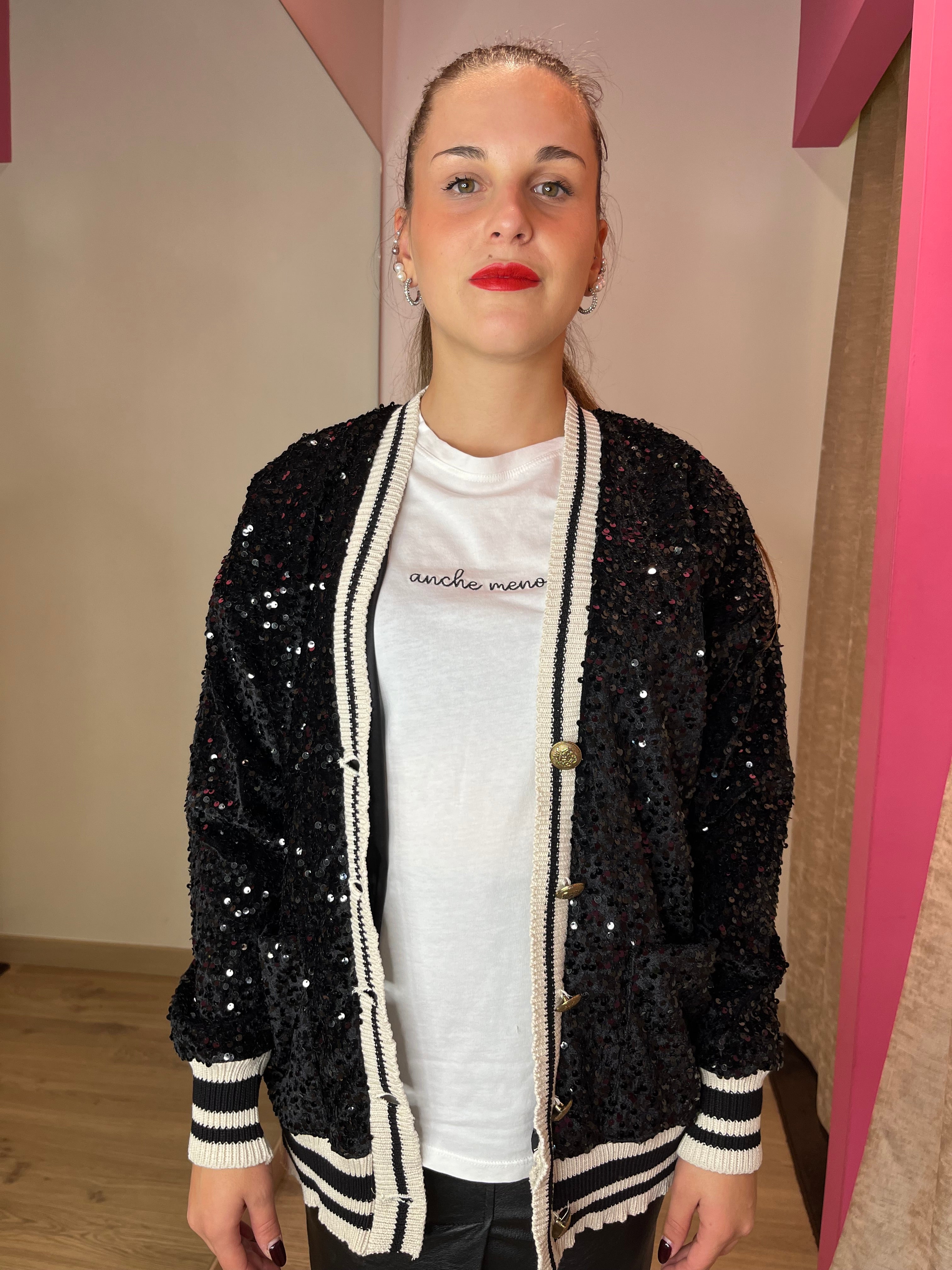 Giacca cardigan con paillettes