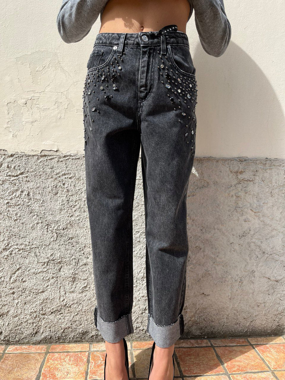 Jeans Mandy con applicazioni strass