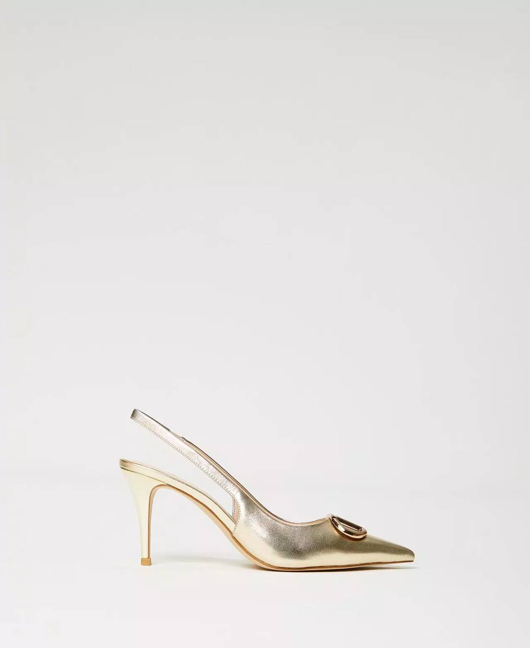 Décolleté slingback in pelle