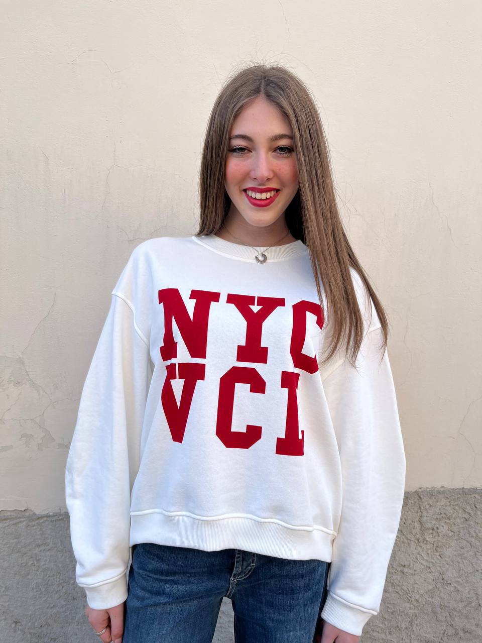 Felpa bianca NYC VCL