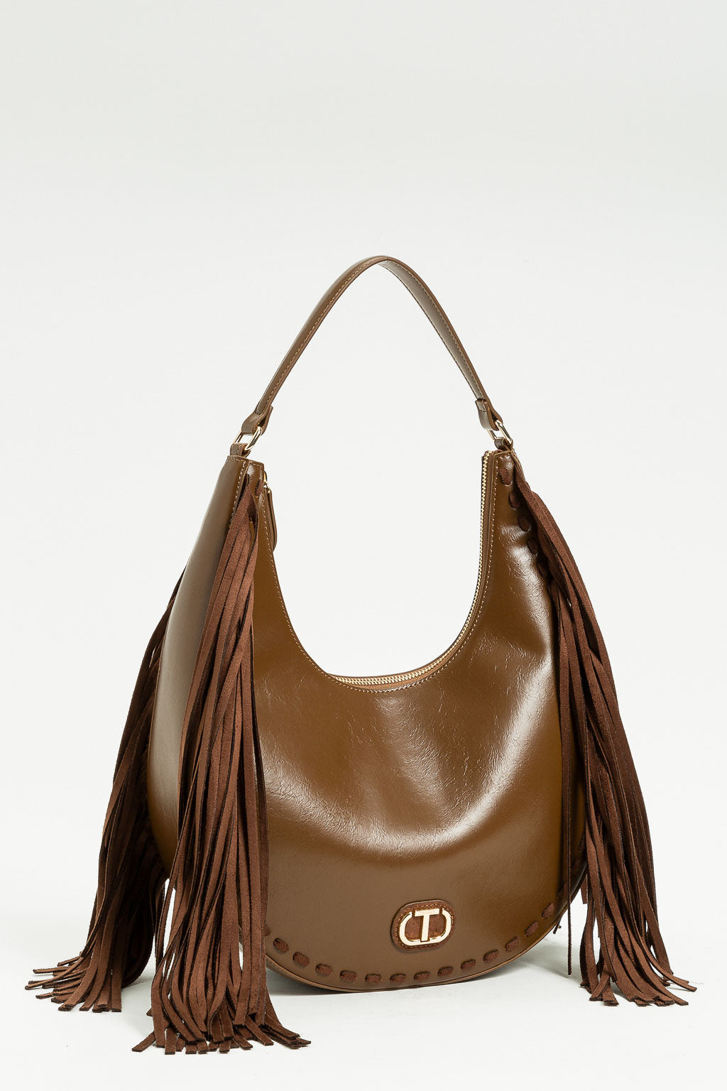 Borsa hobo con frange