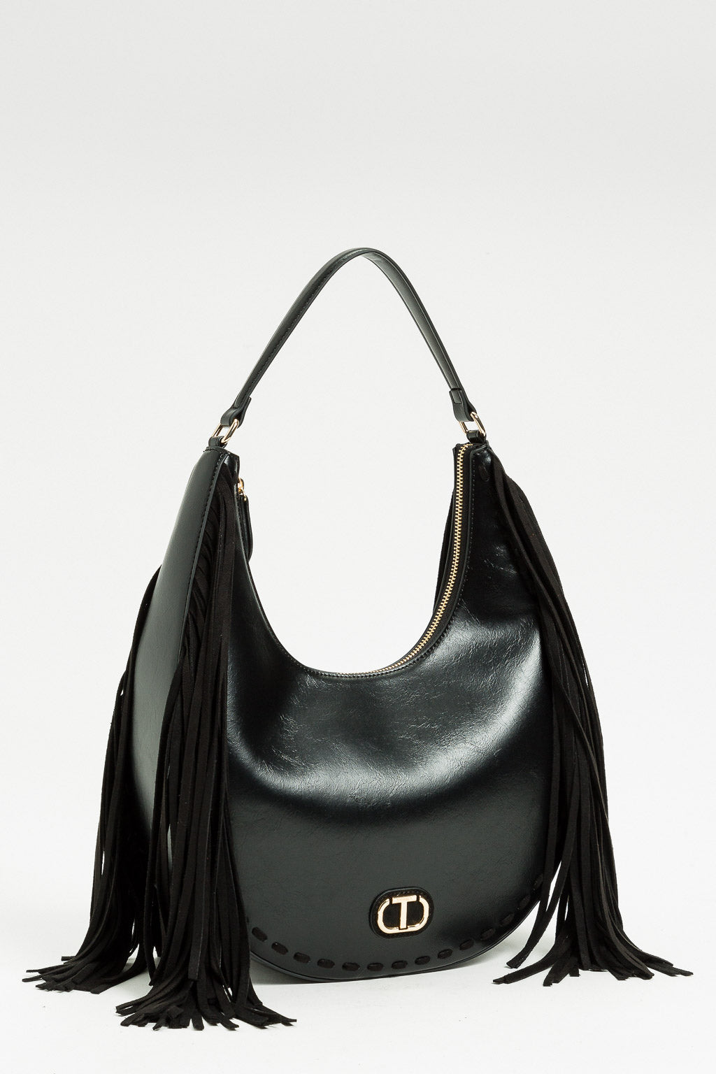 Borsa hobo con frange