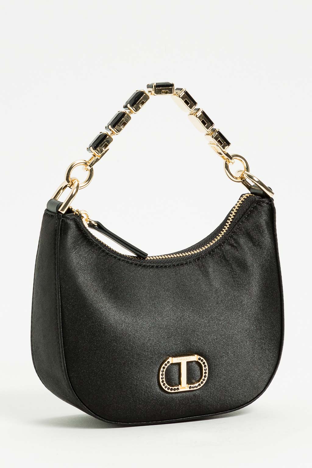 Borsa 'Croissant' in raso con strass