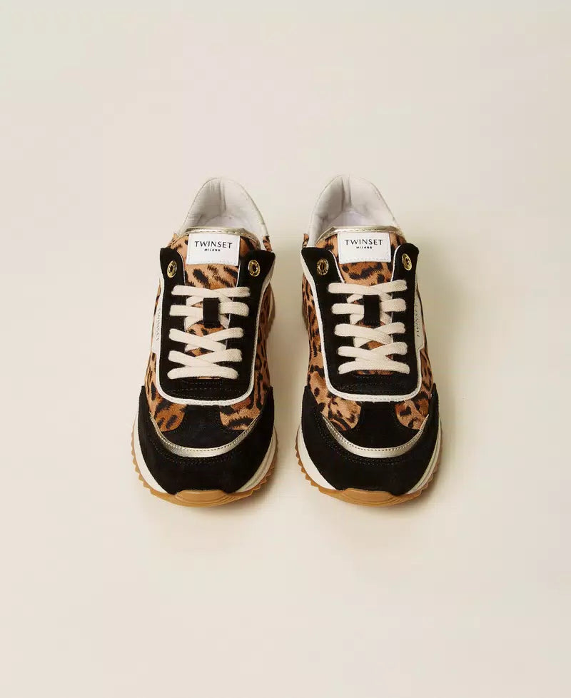 Sneakers in pelle con dettagli animalier