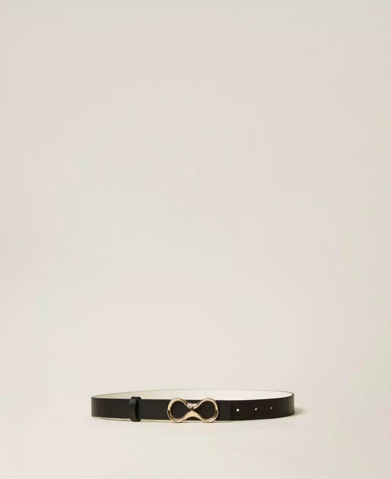 Cintura reversibile in pelle con logo