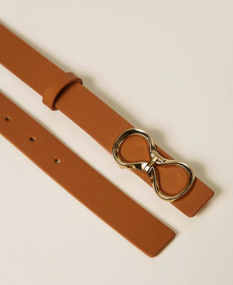 Cintura reversibile in pelle con logo