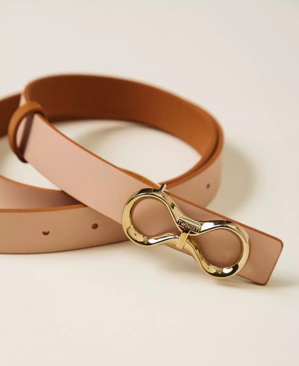 Cintura reversibile in pelle con logo
