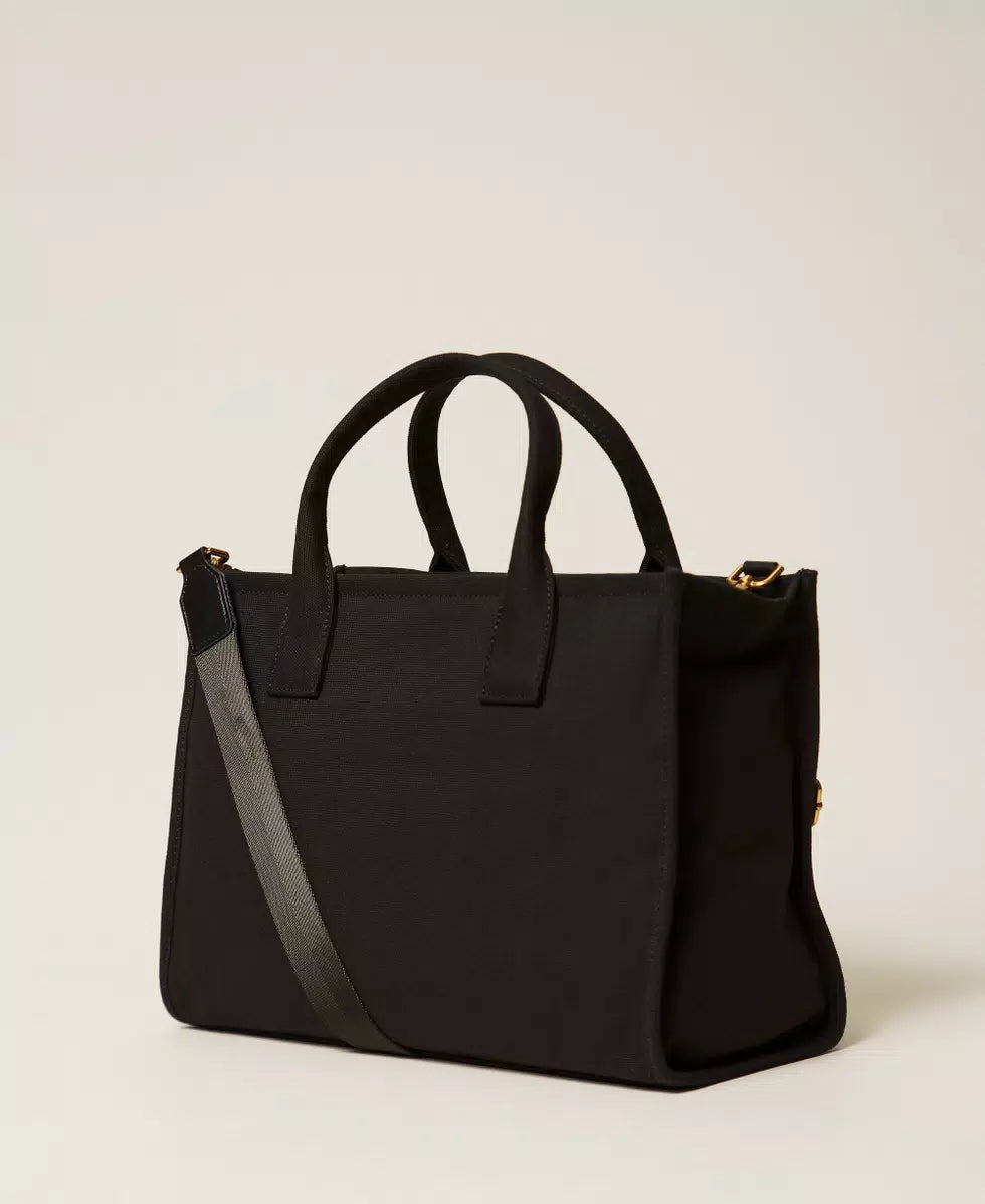 Borsa shopper in canvas con logo