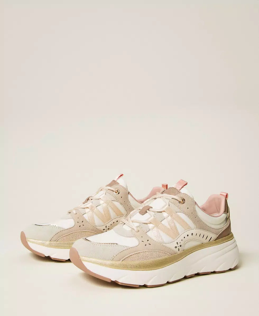 Sneakers running in pelle e rete