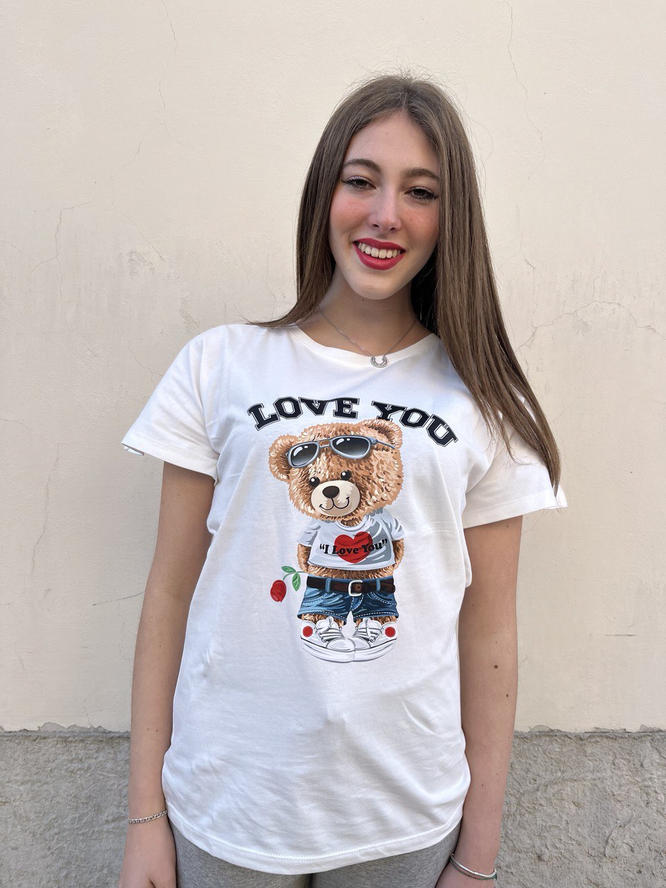 T-shirt morbida stampa osetto "love you"