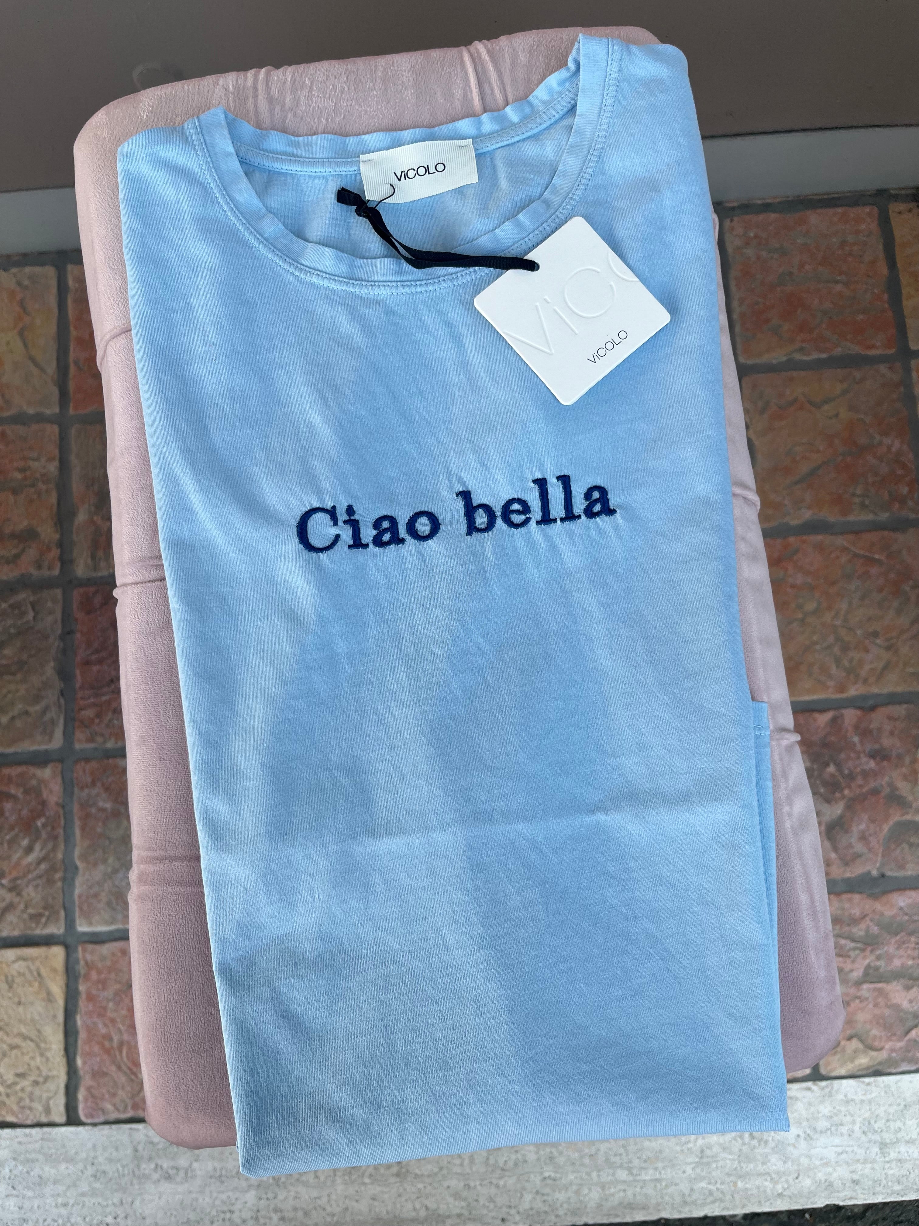 T-shirt ciao Bella azzurra