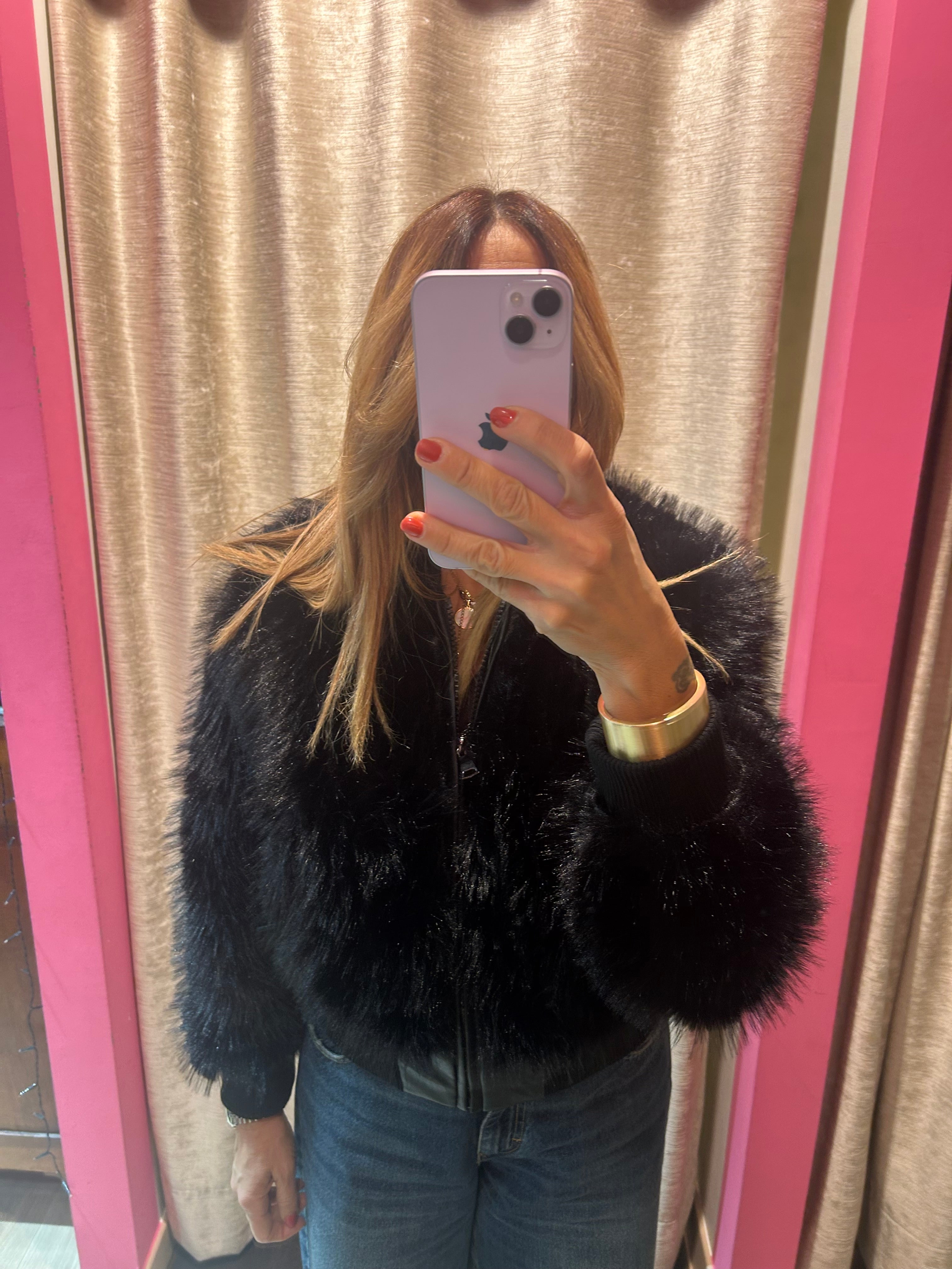 Pelliccia bomber con zip