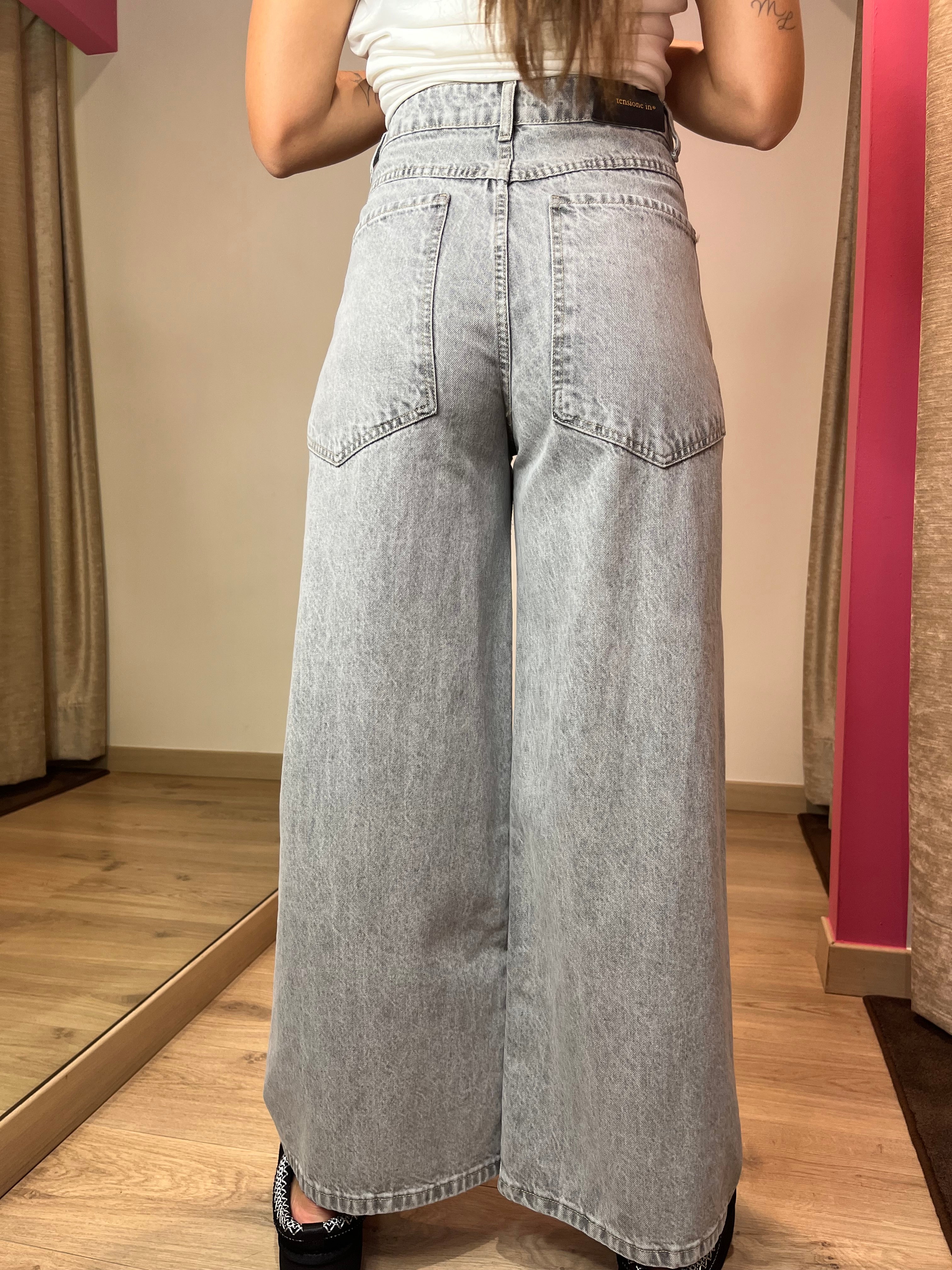 Jeans palazzo Giusy grigio