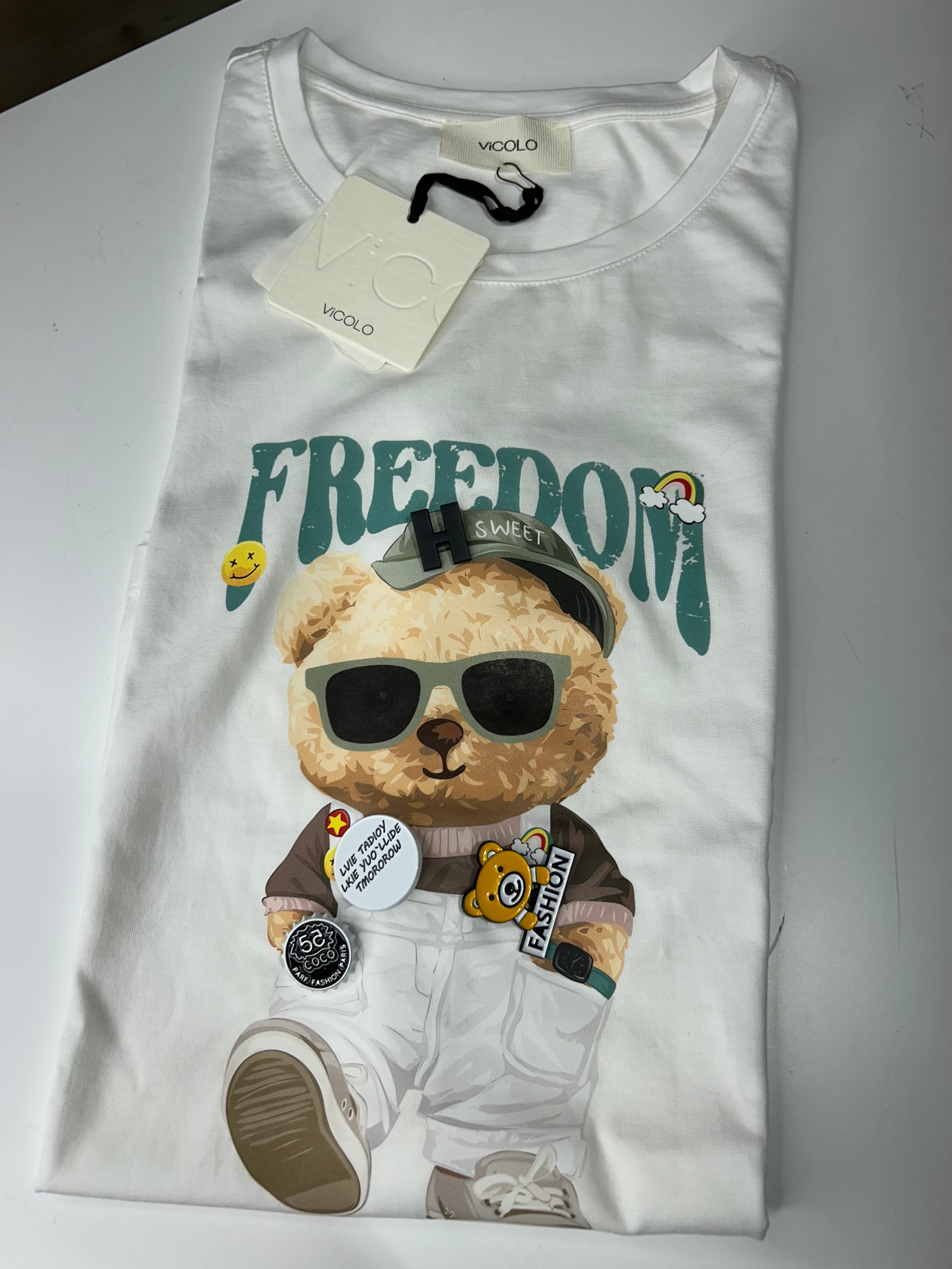 T-shirt freedom orsetto