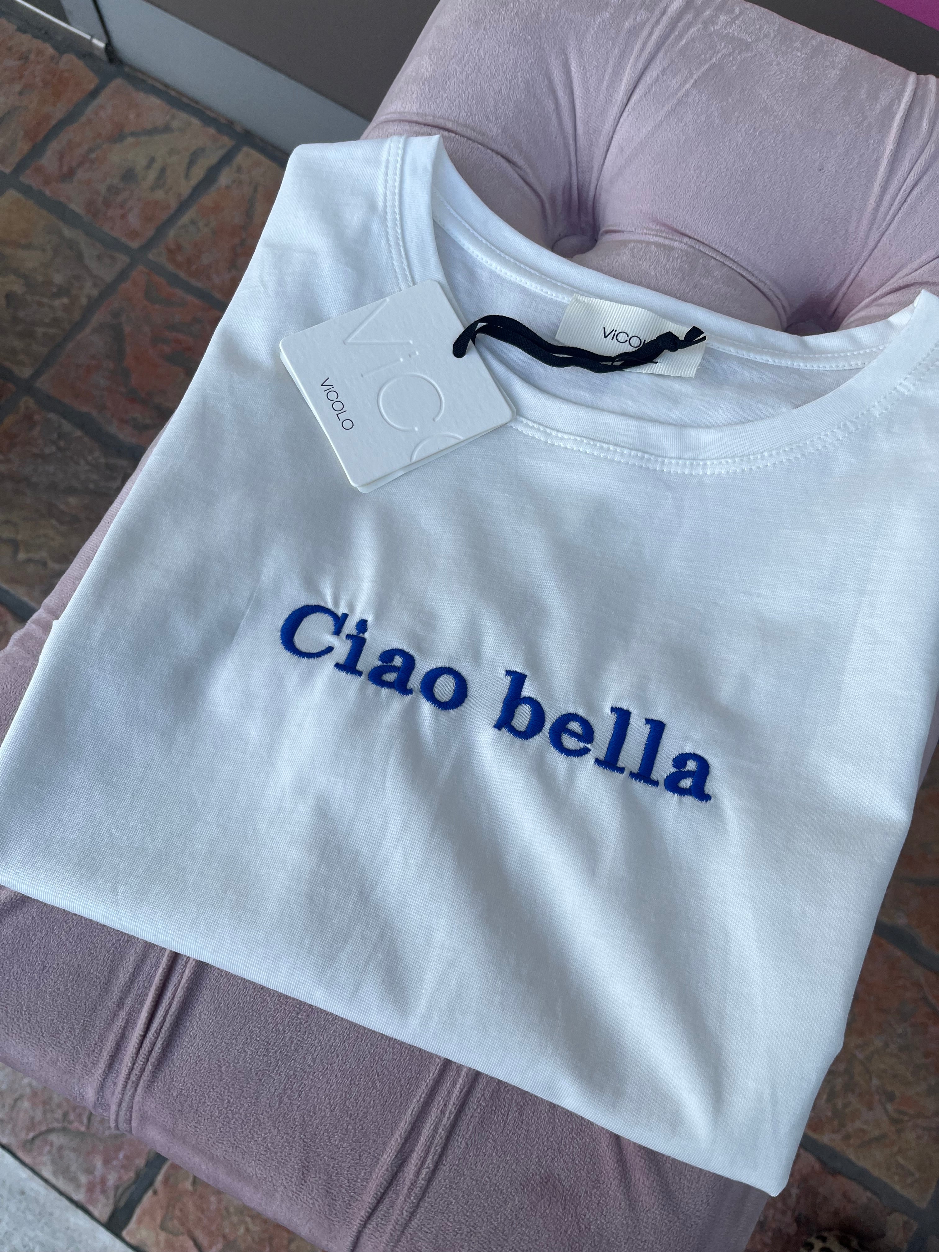 T-shirt ciao bella bianca
