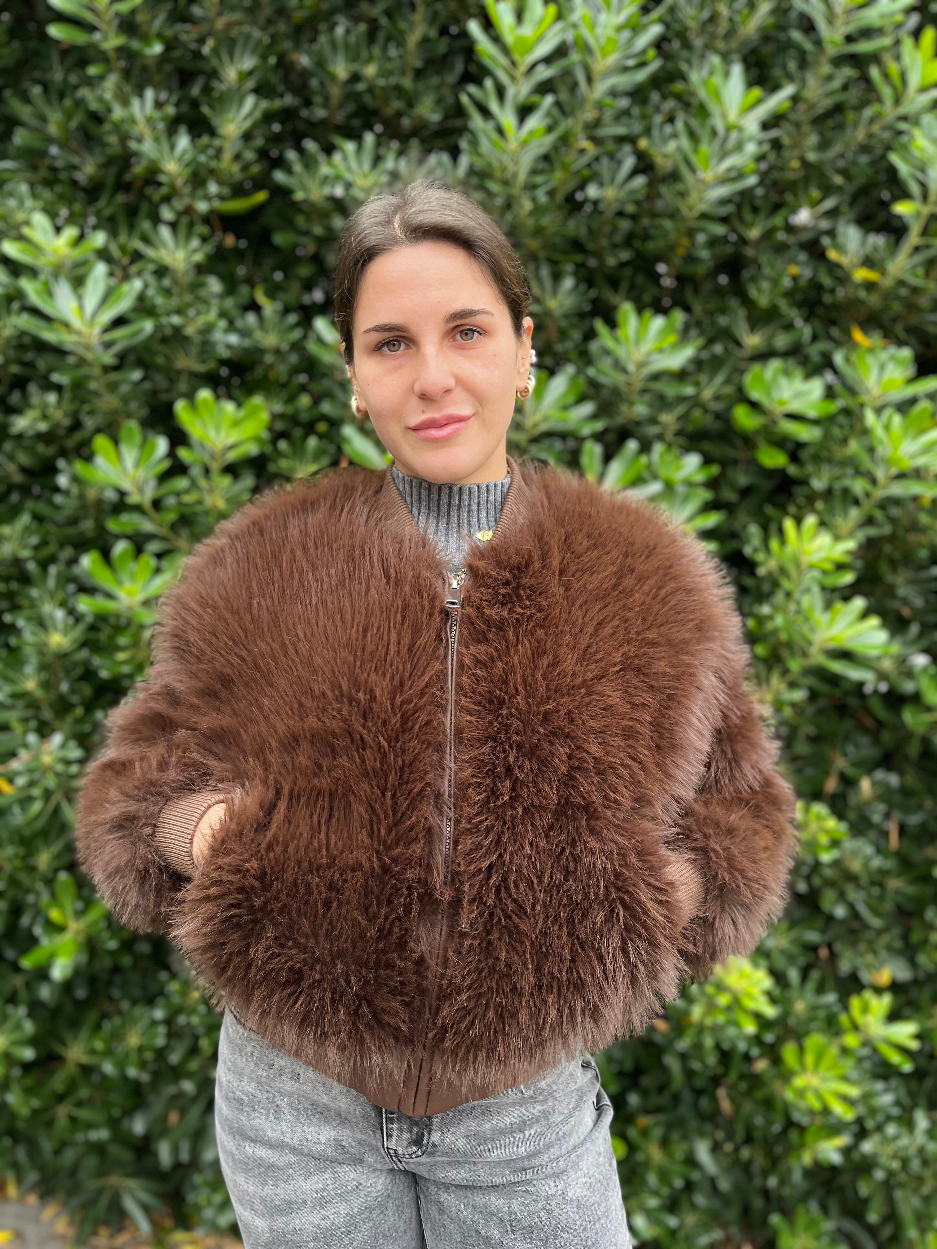 Pelliccia bomber con zip