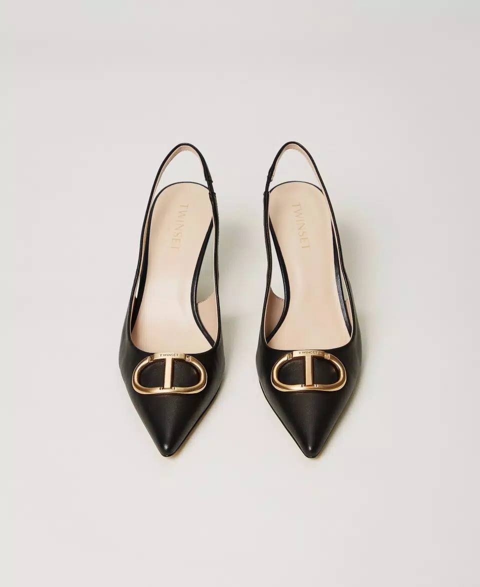 Décolleté slingback in pelle