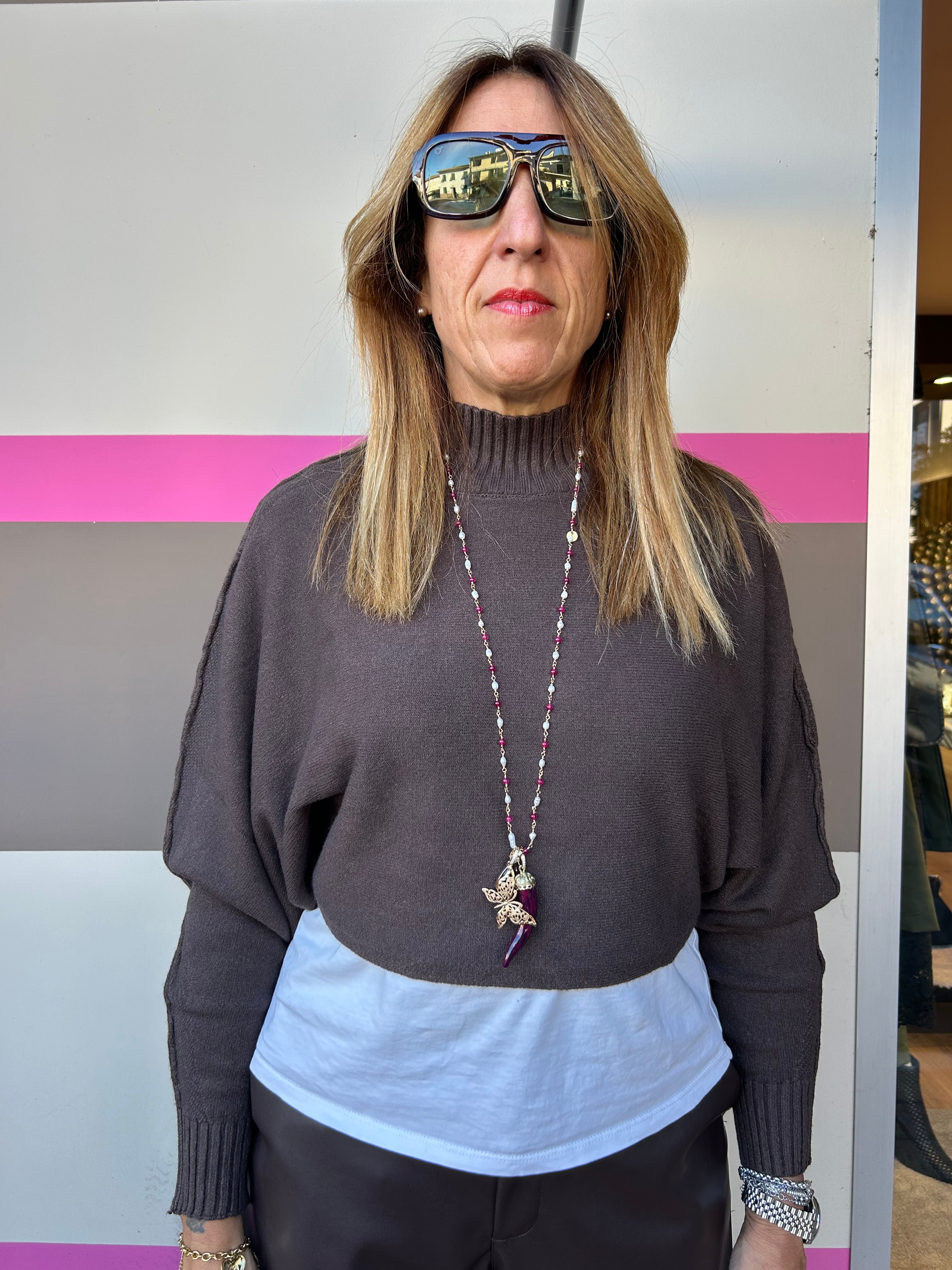 Maglia crop manica pipistrello