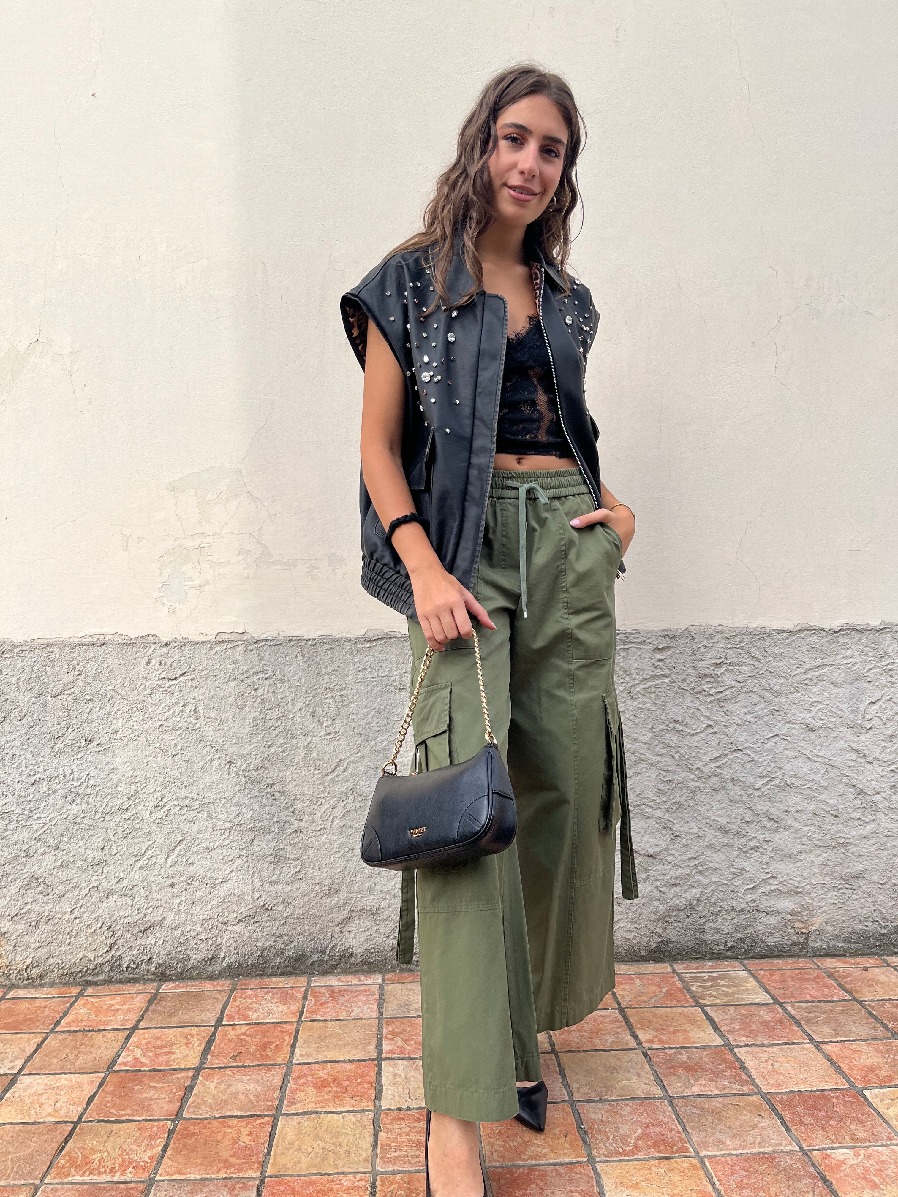 Gilet bomber con dettaglio strass