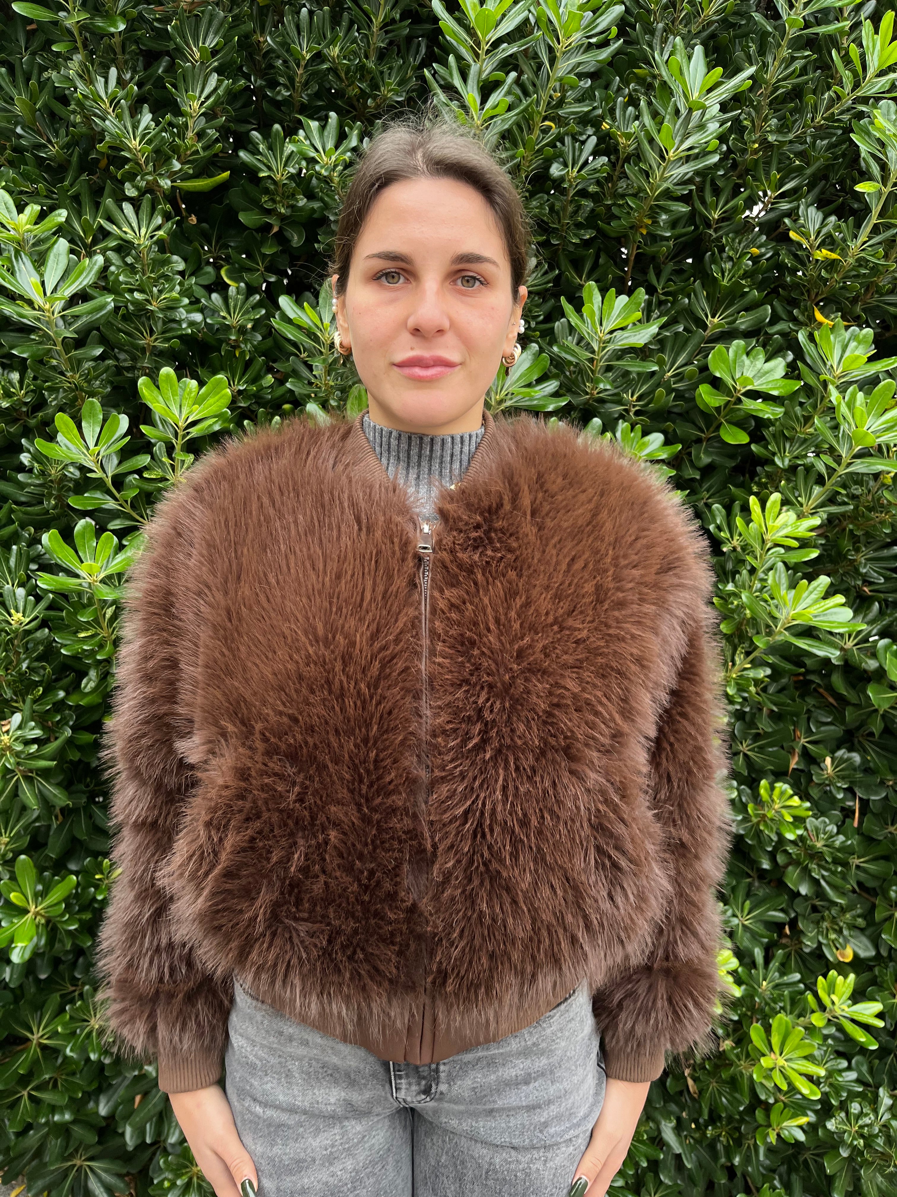 Pelliccia bomber con zip