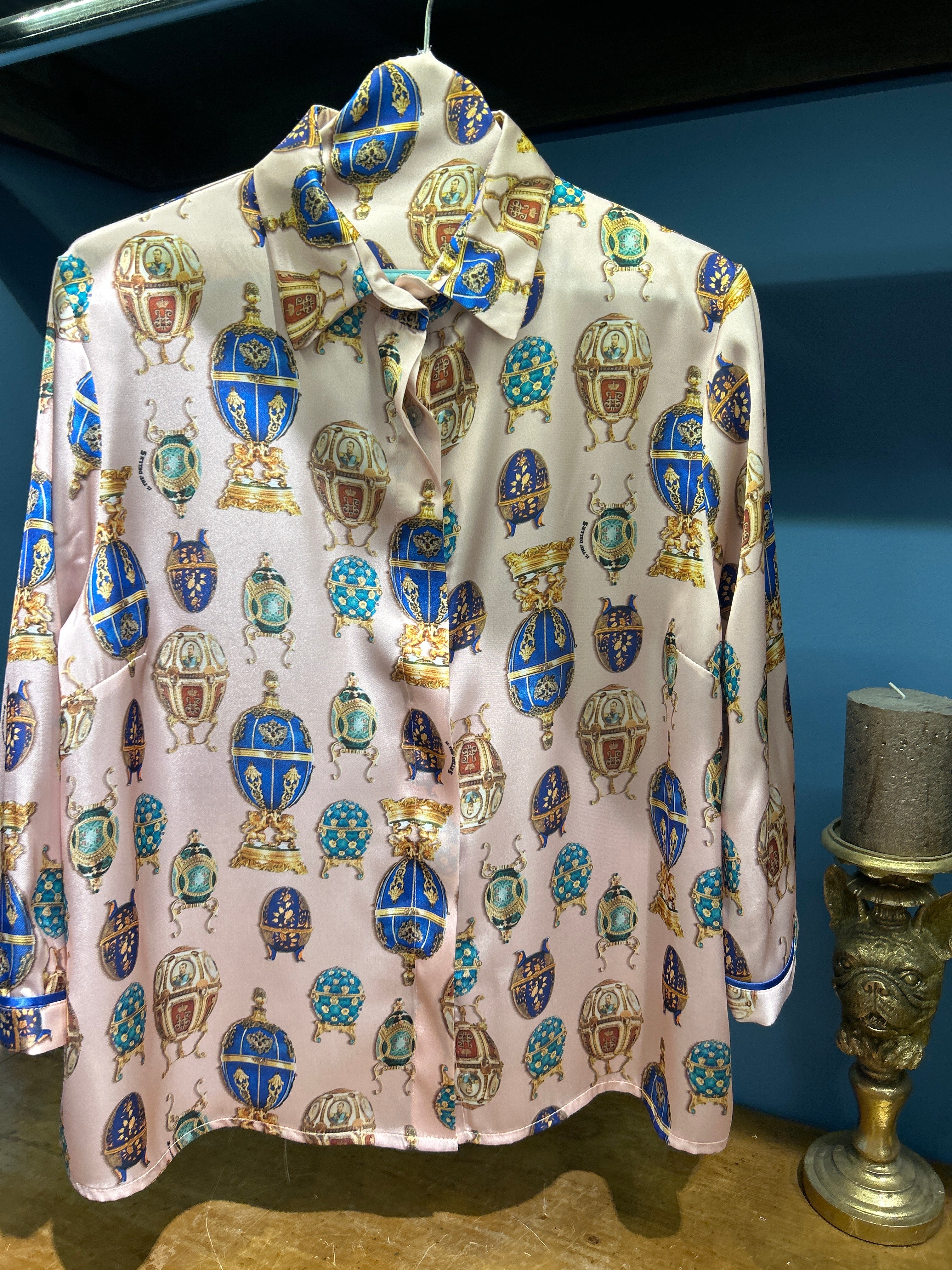 Camicia spoon fantasia uova cipria