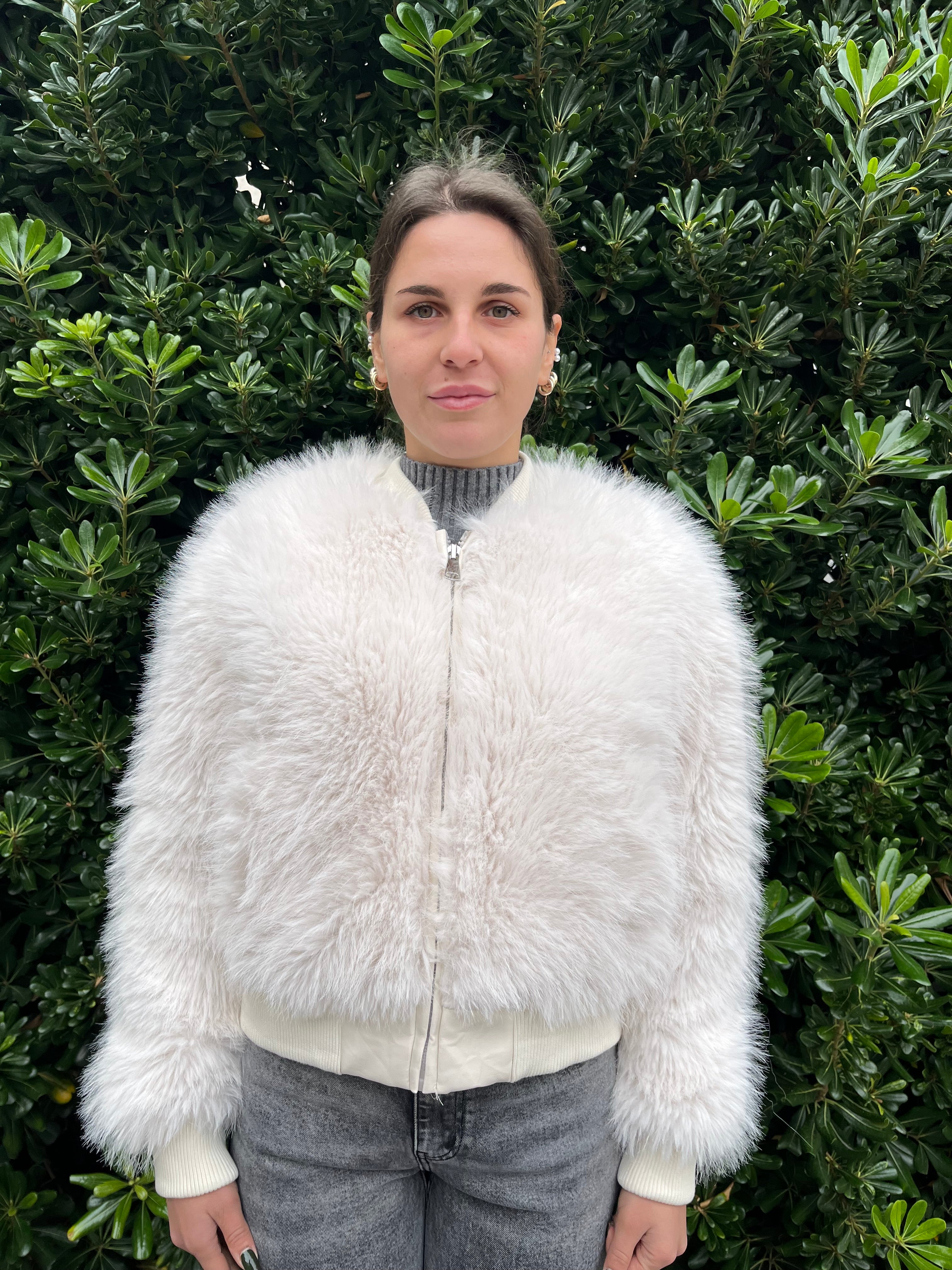 Pelliccia bomber con zip