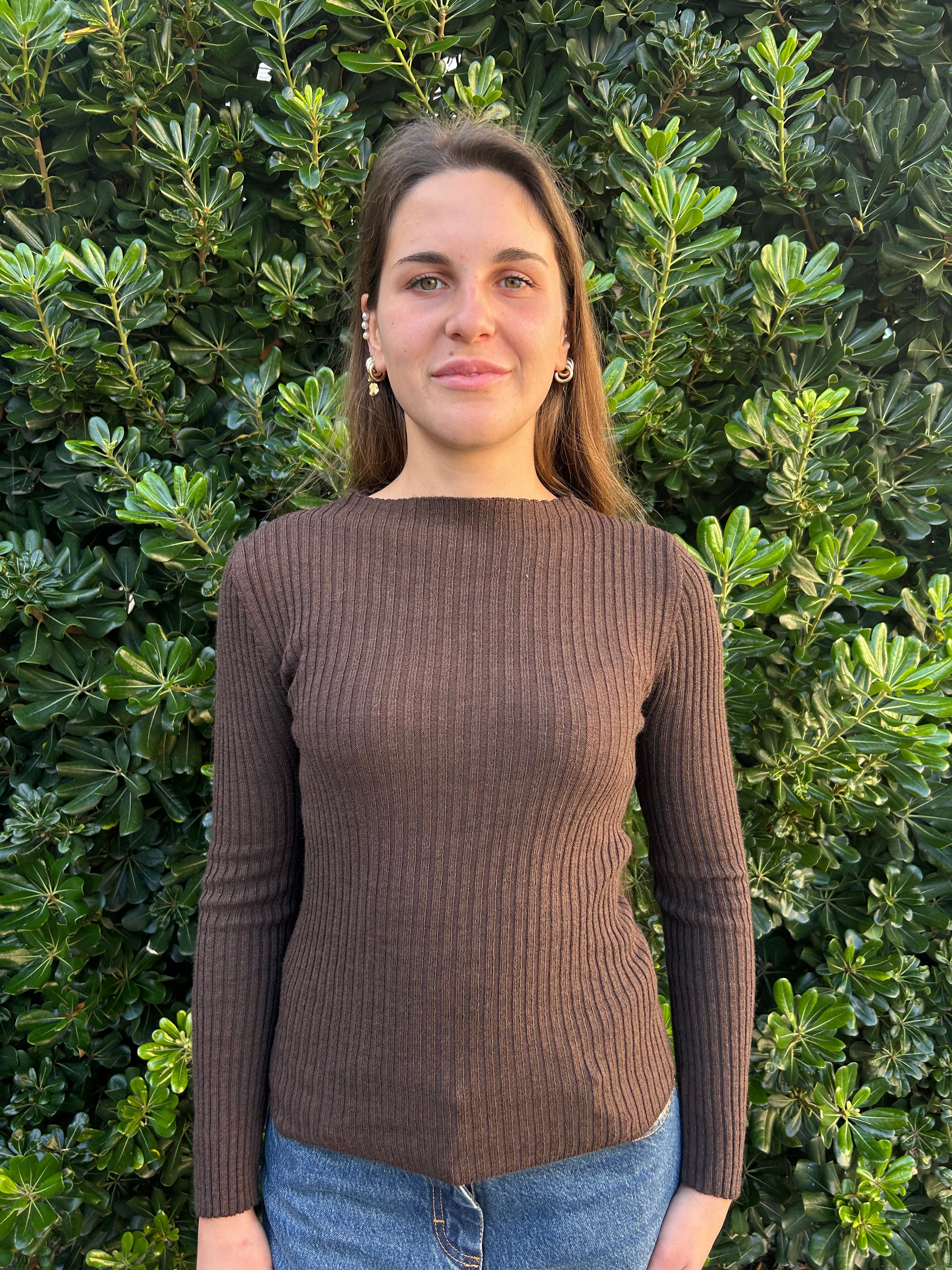 Maglia slim a costine