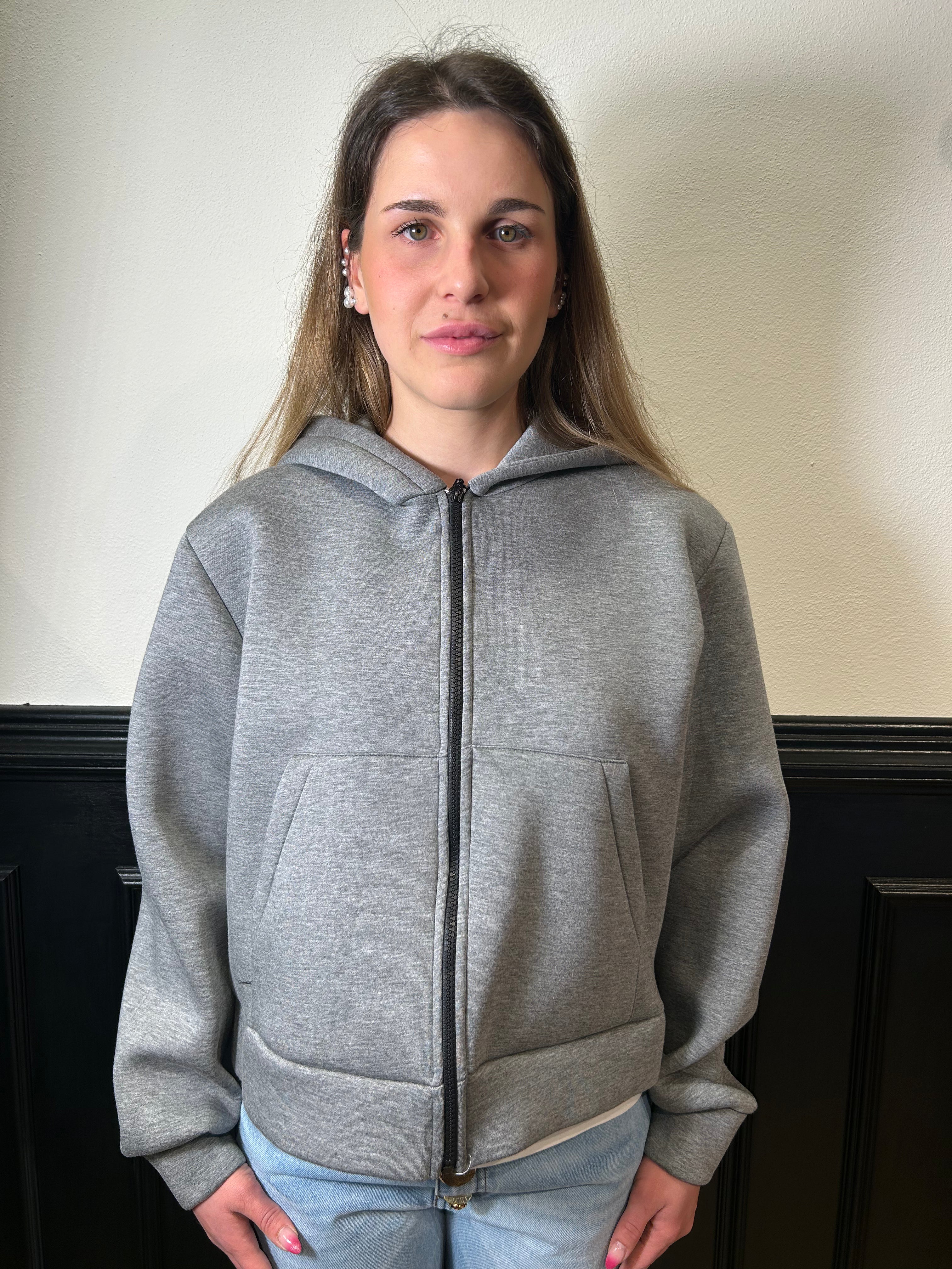 Felpa bomber in neoprene grigio