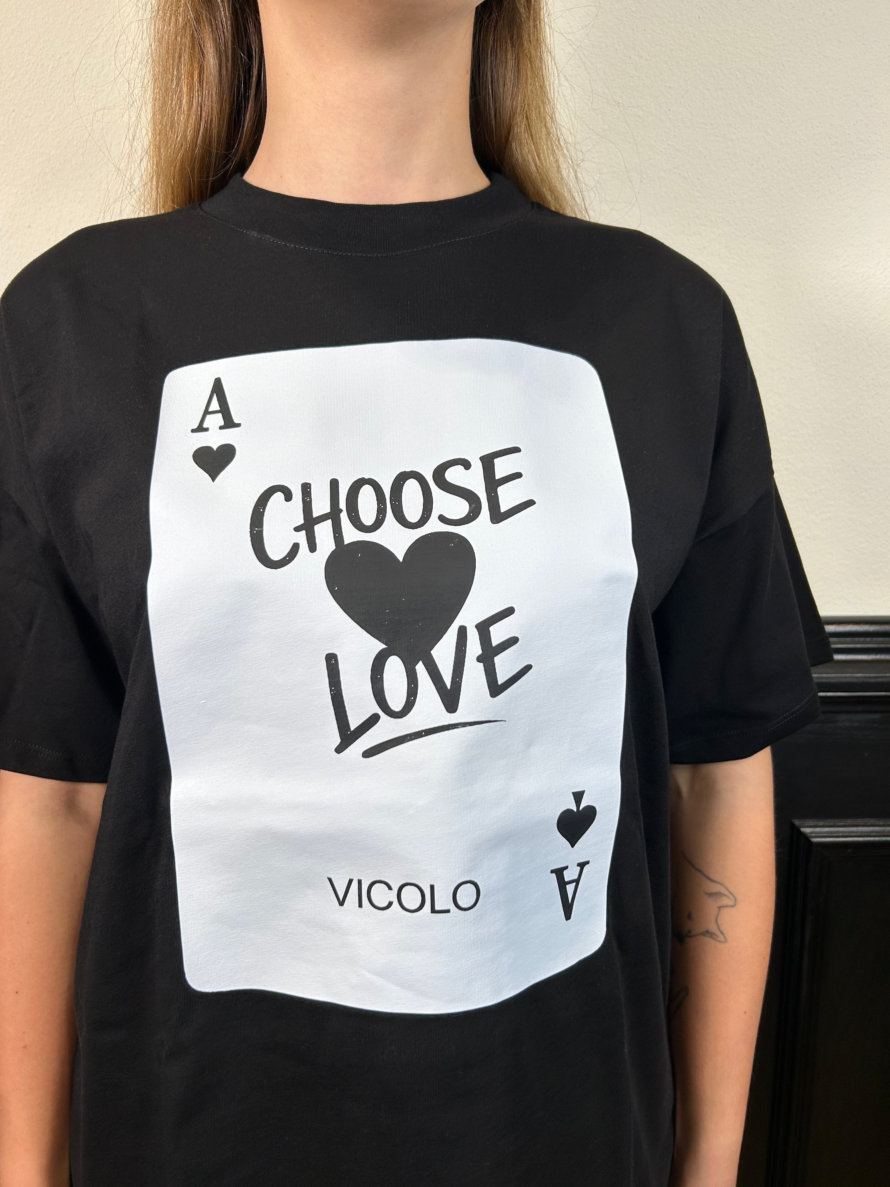 T-shirt oversize asso di cuori