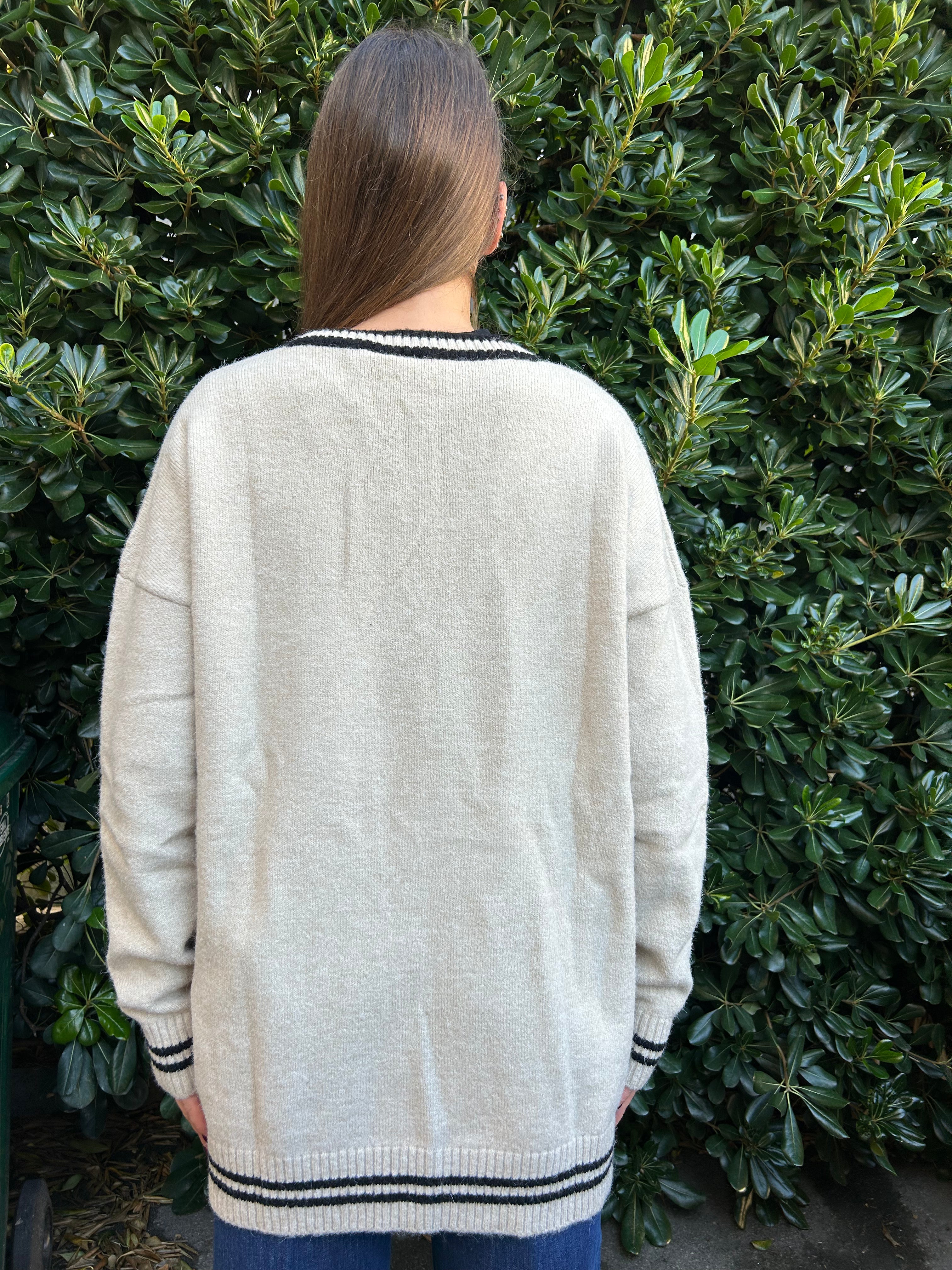 Cardigan lungo con patch