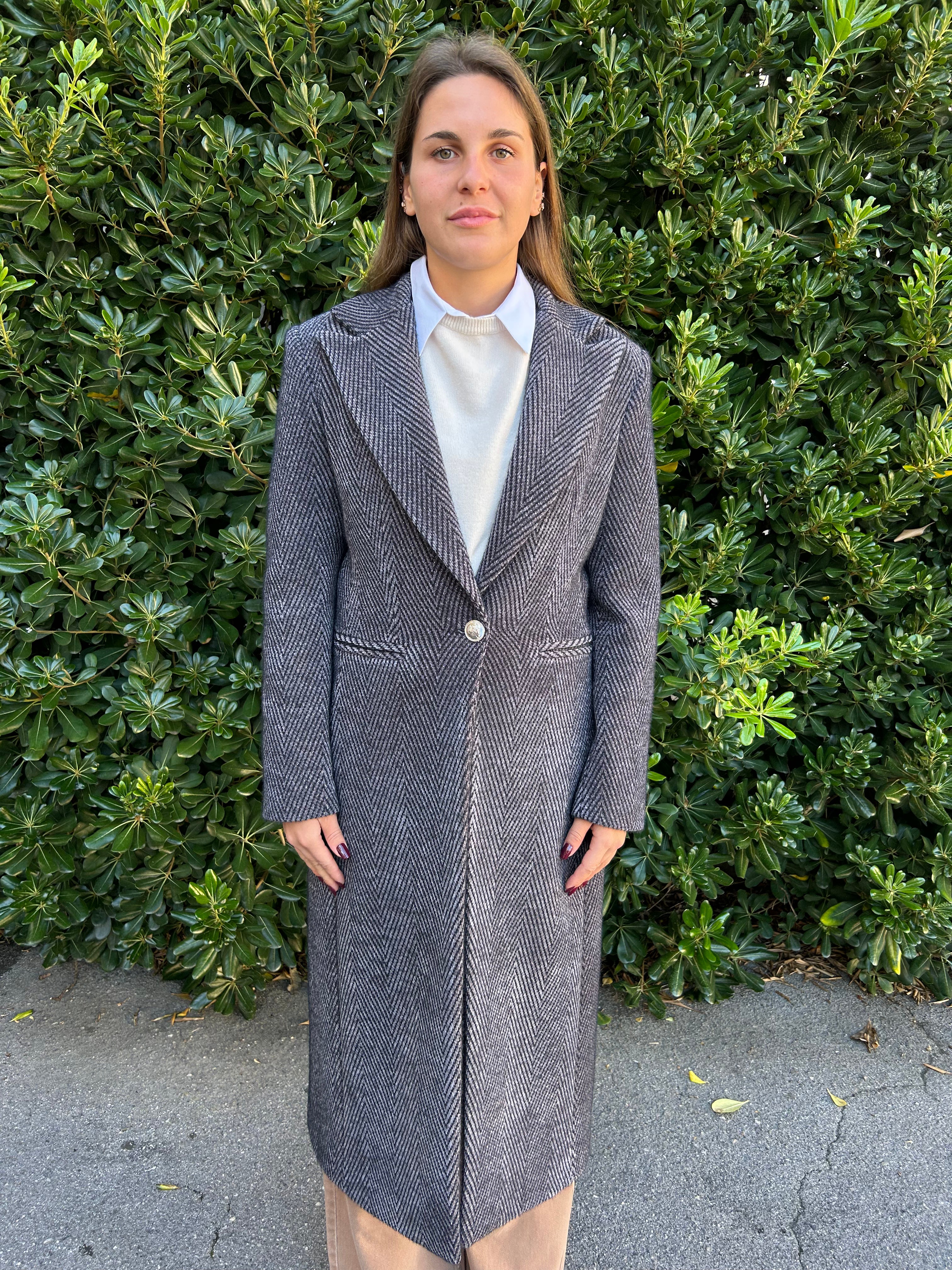 Cappotto Herry spigato grigio/nero