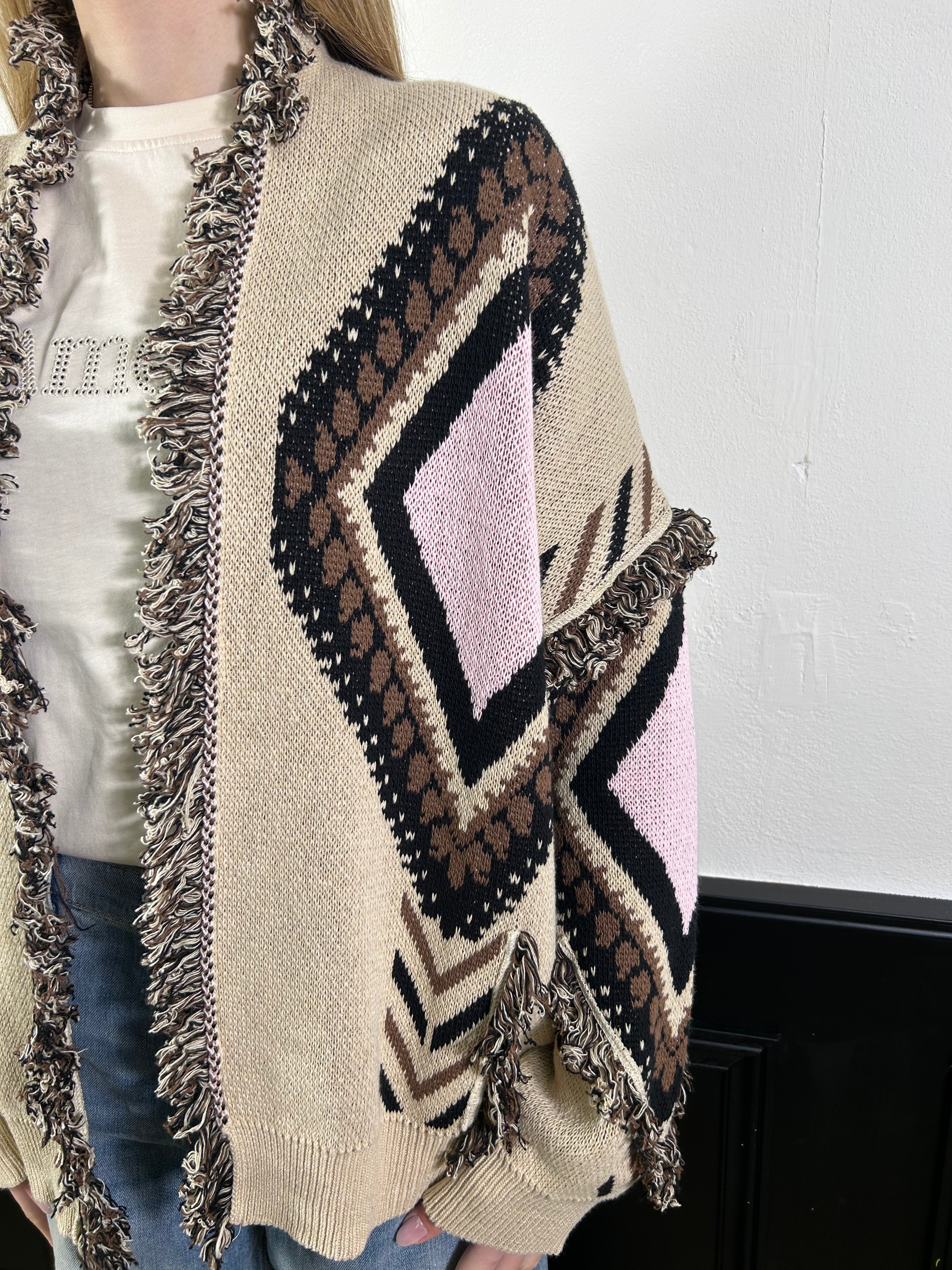 Cardigan Alanui fantasia rombi rosa