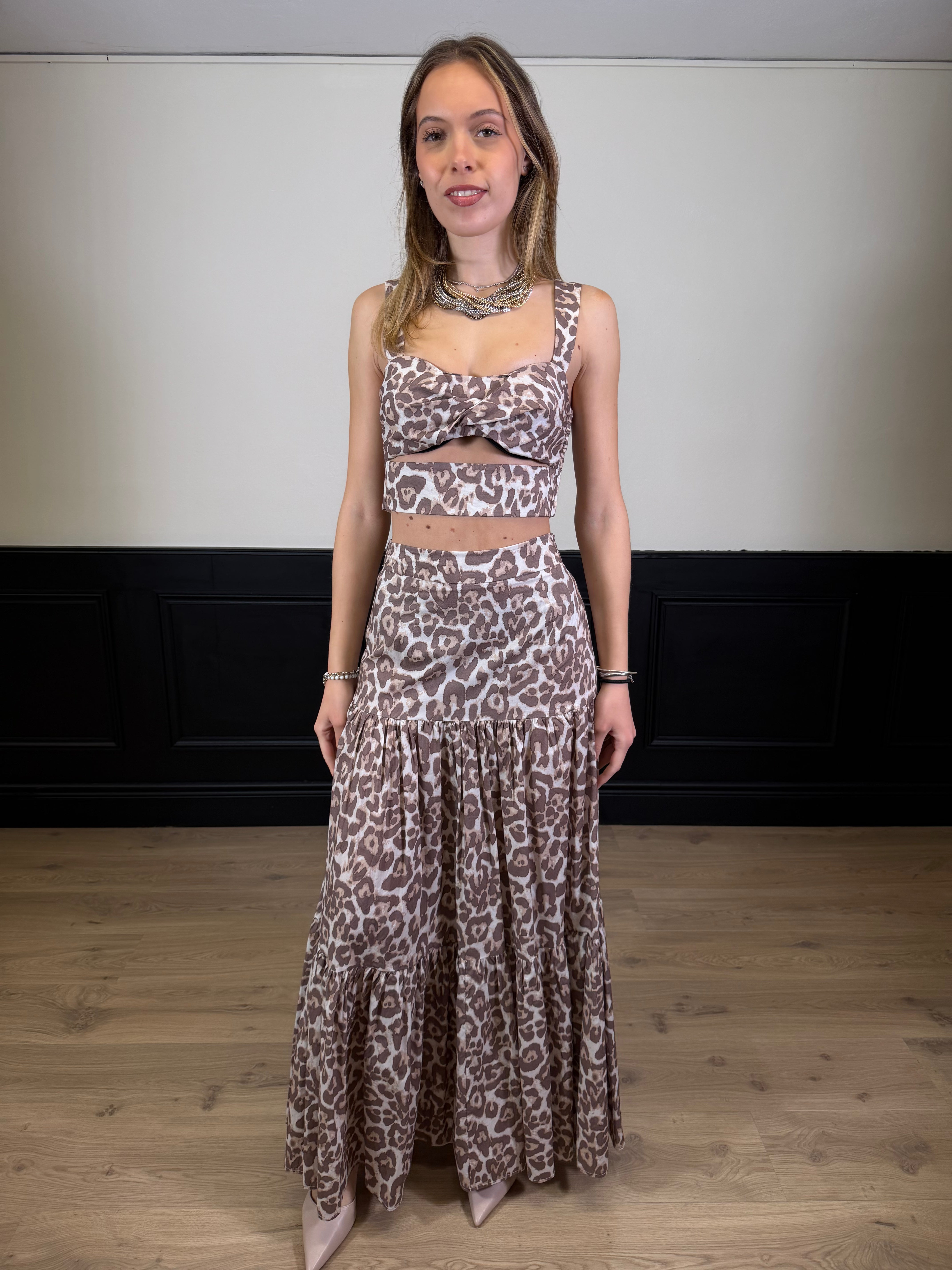 Completo top e gonna fantasia animalier