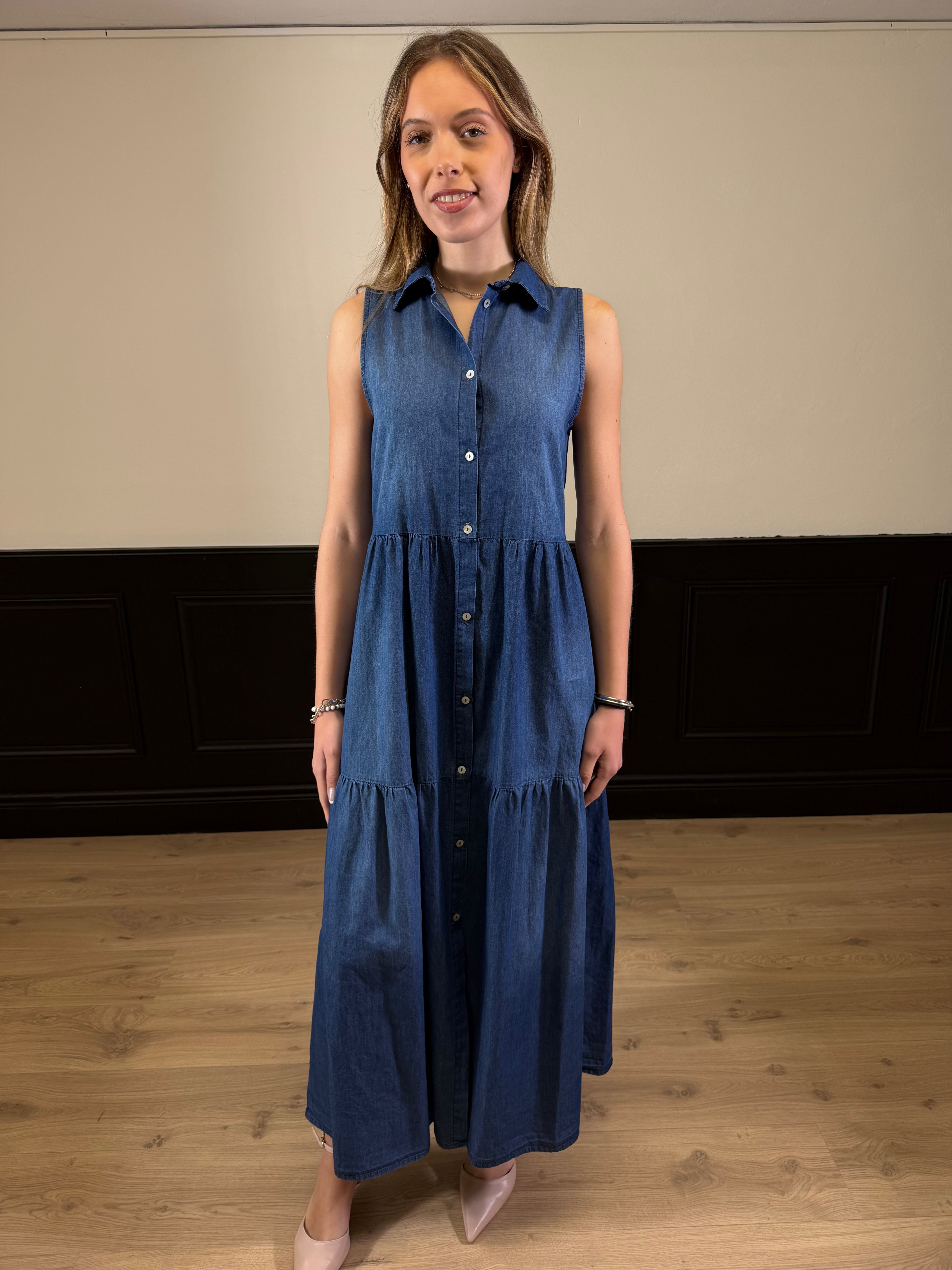 Abito lungo chemisier in denim