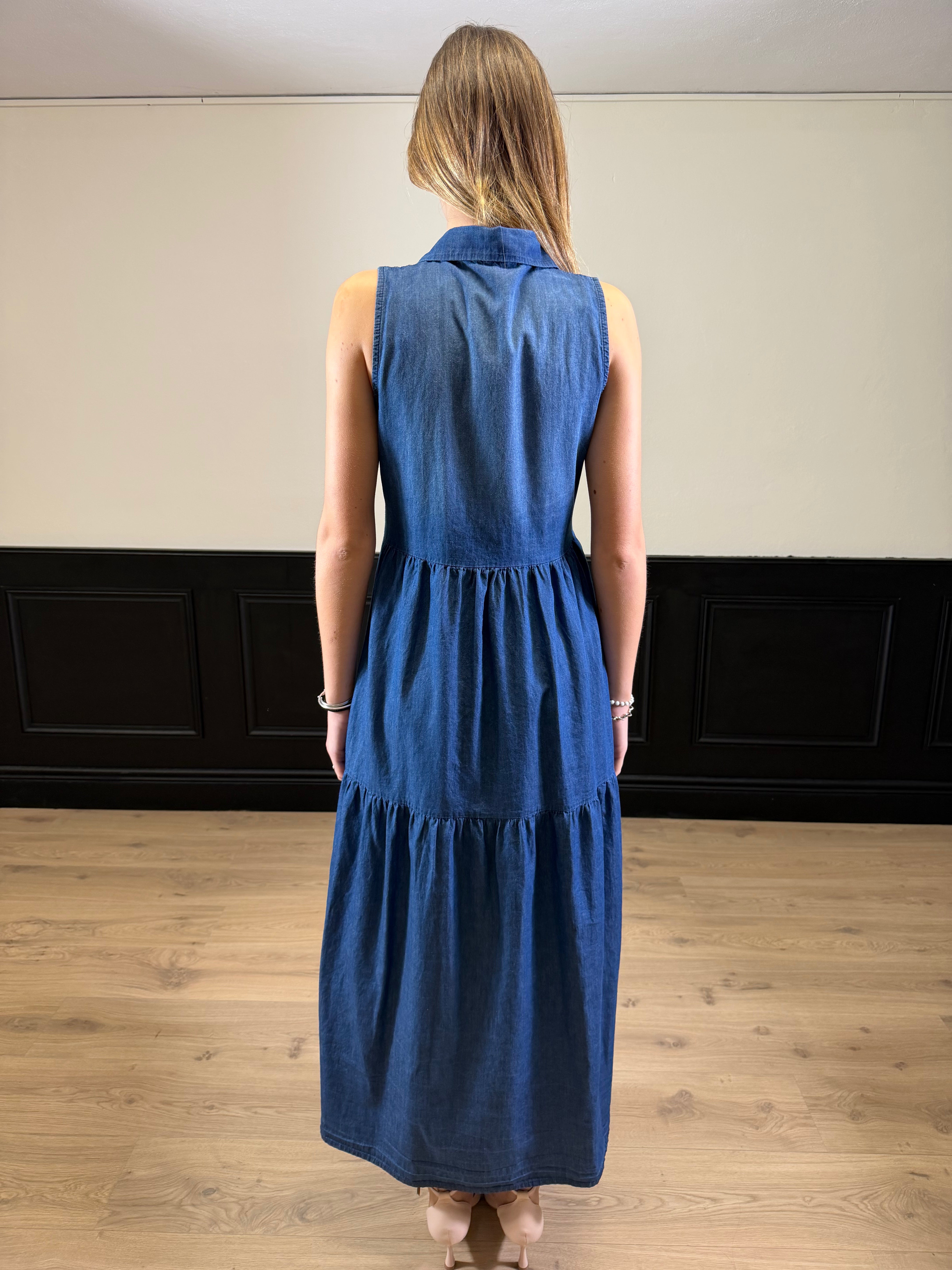 Abito lungo chemisier in denim