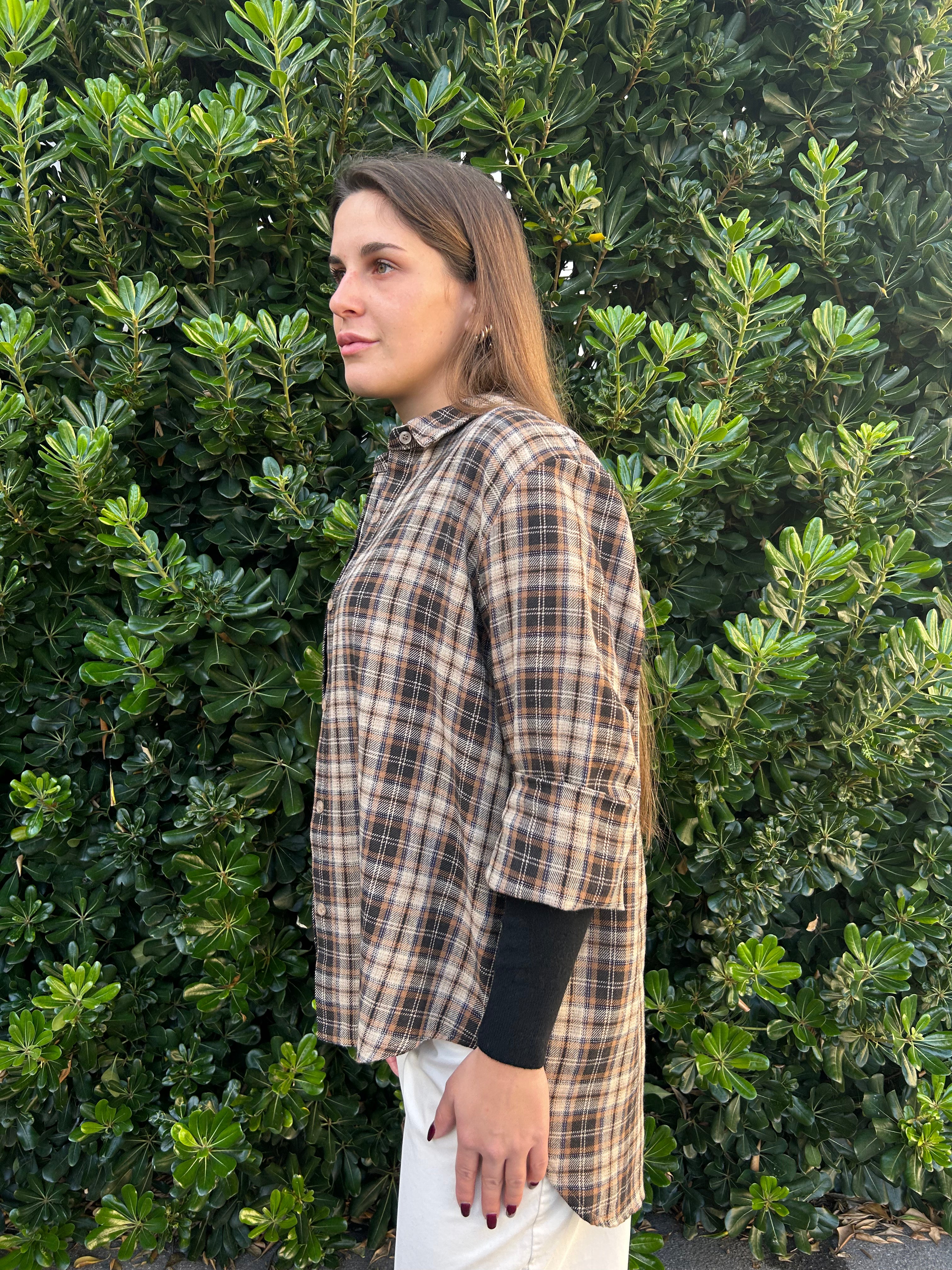 Camicia check marrone