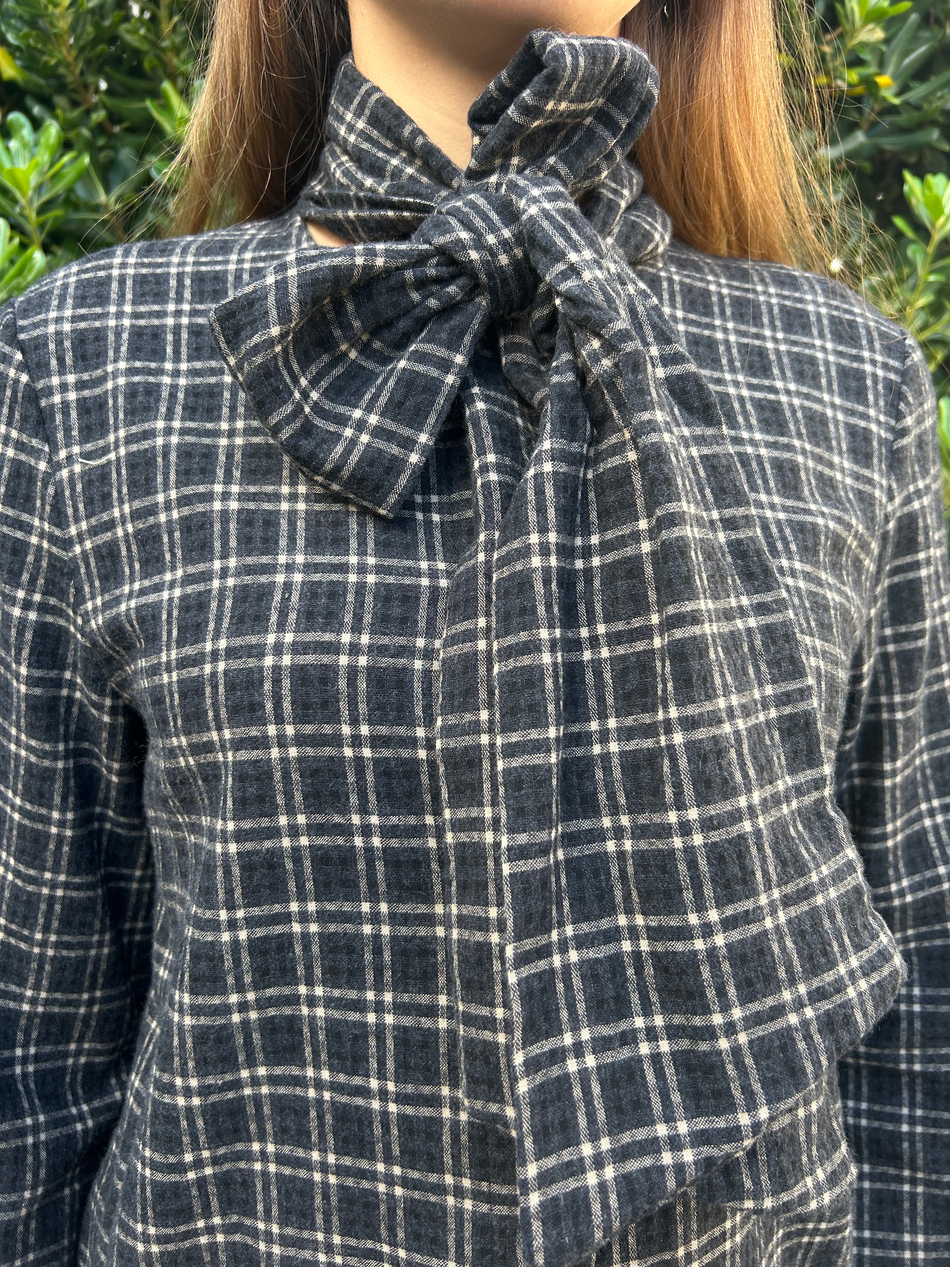 Camicia check con fiocco