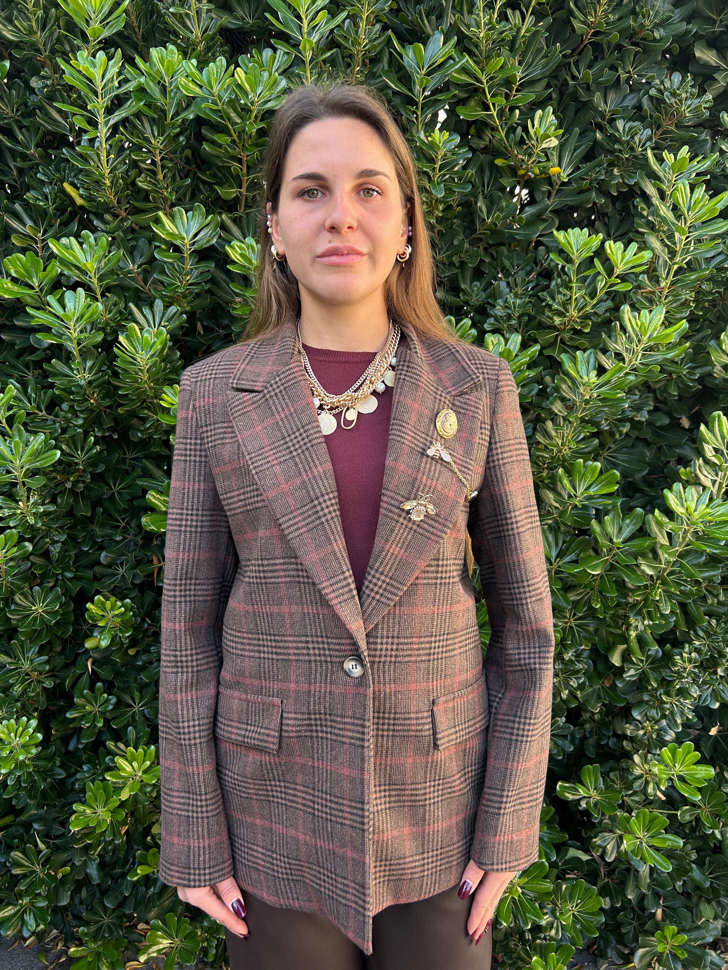 Giacca dritta fantasia quadretto