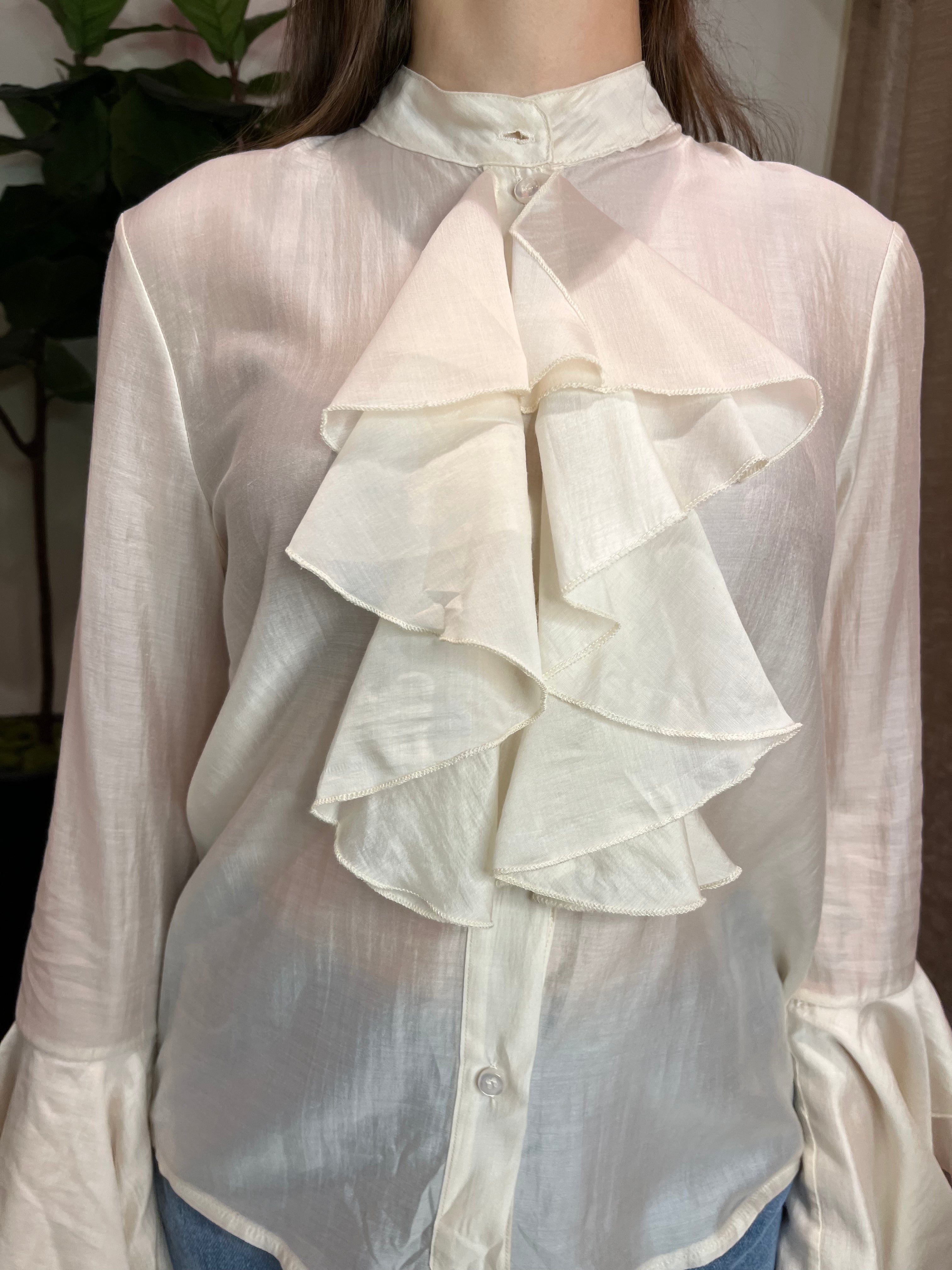 Camicia con volant in organza