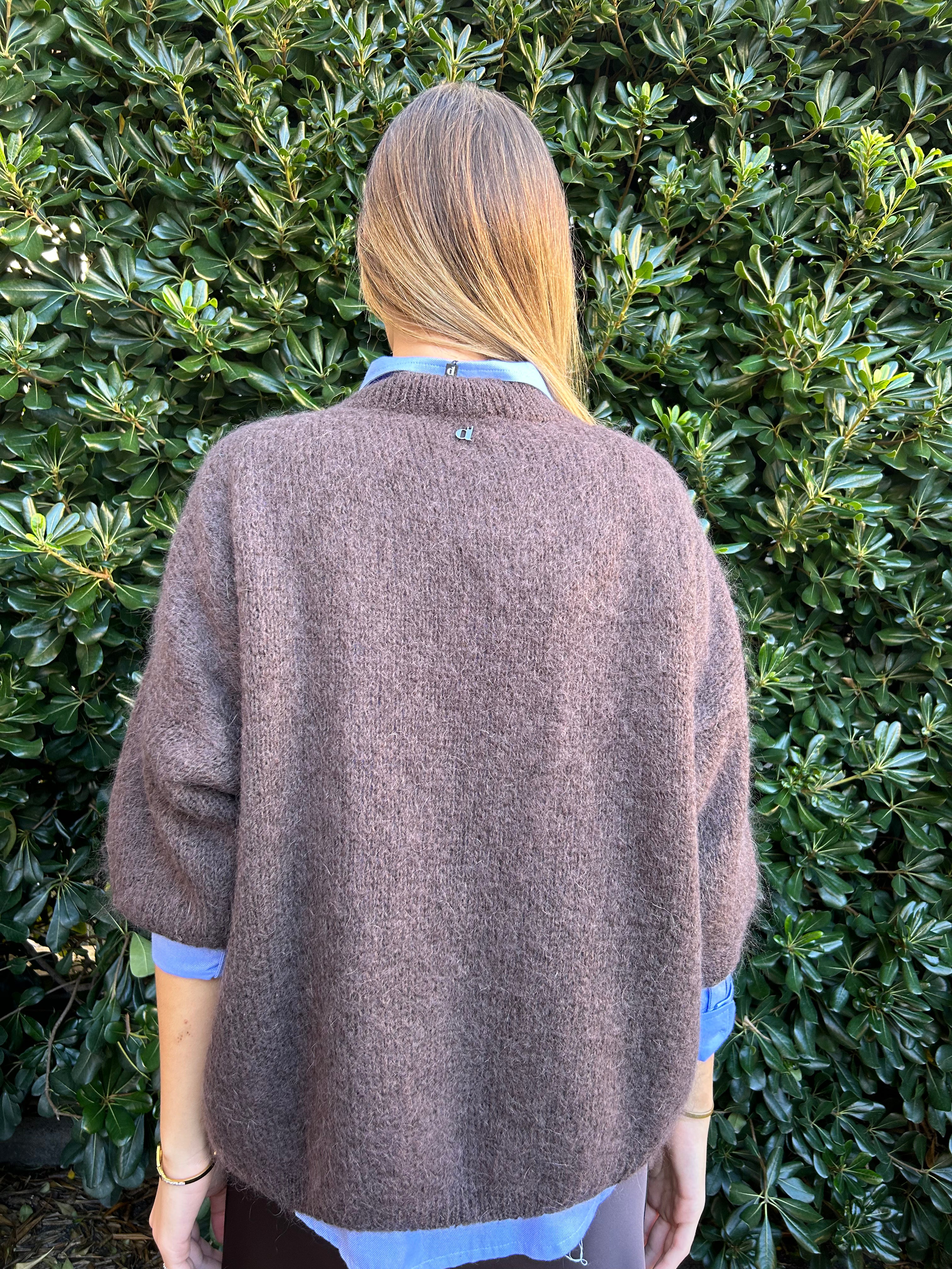 Maglia oversize manica 3/4 giro collo