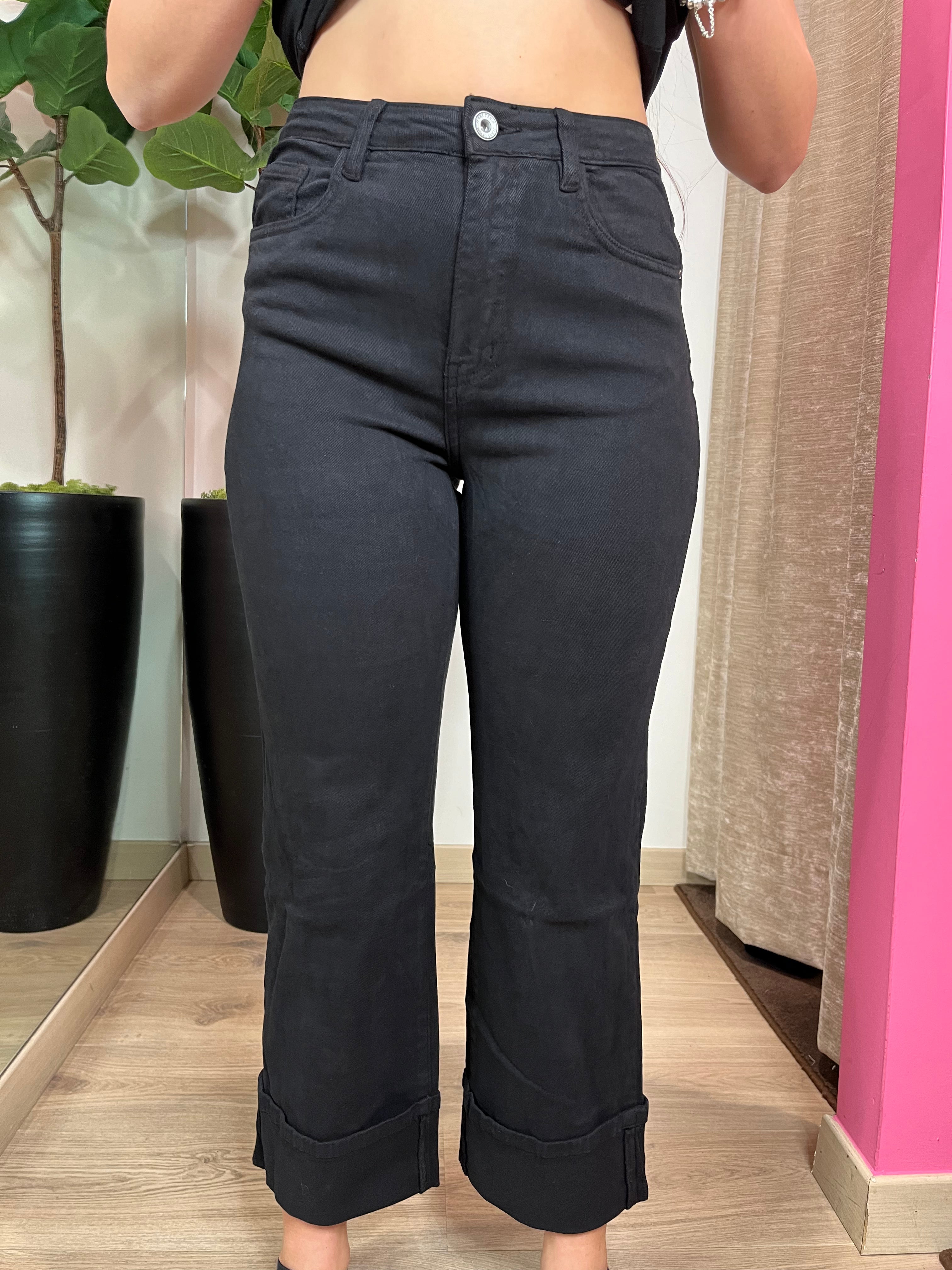 Pantalone con rovescia crop